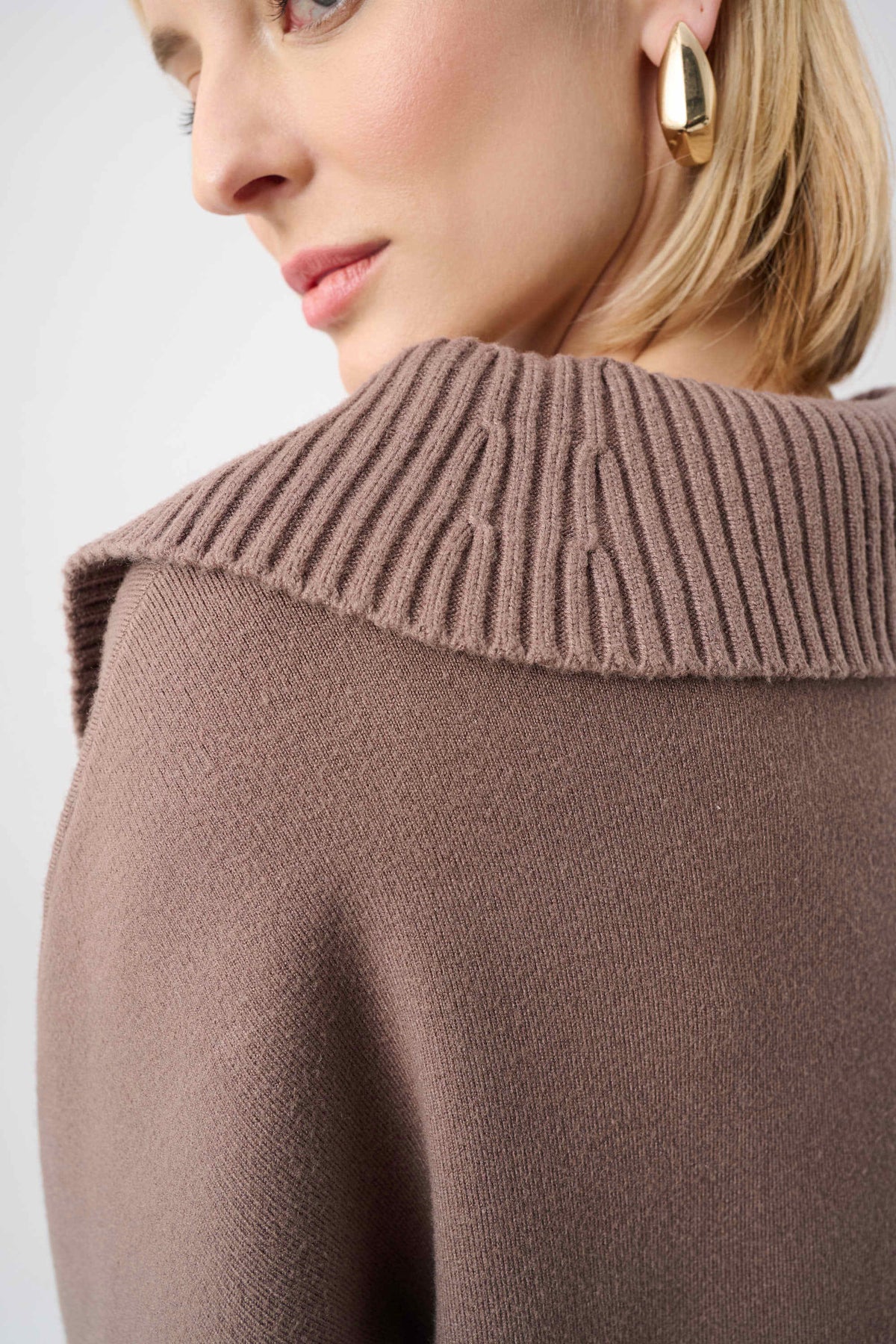 Joseph Ribkoff Mink Brushed Viscose And Nylon Shawl-Neck Sweater