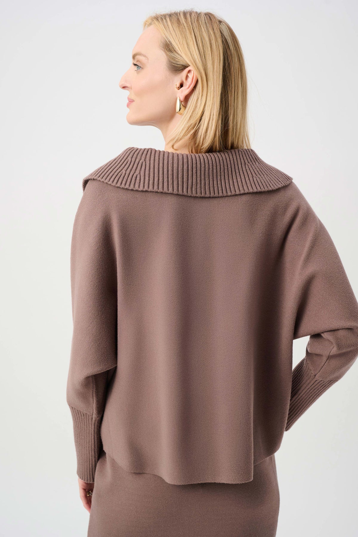 Joseph Ribkoff Mink Brushed Viscose And Nylon Shawl-Neck Sweater