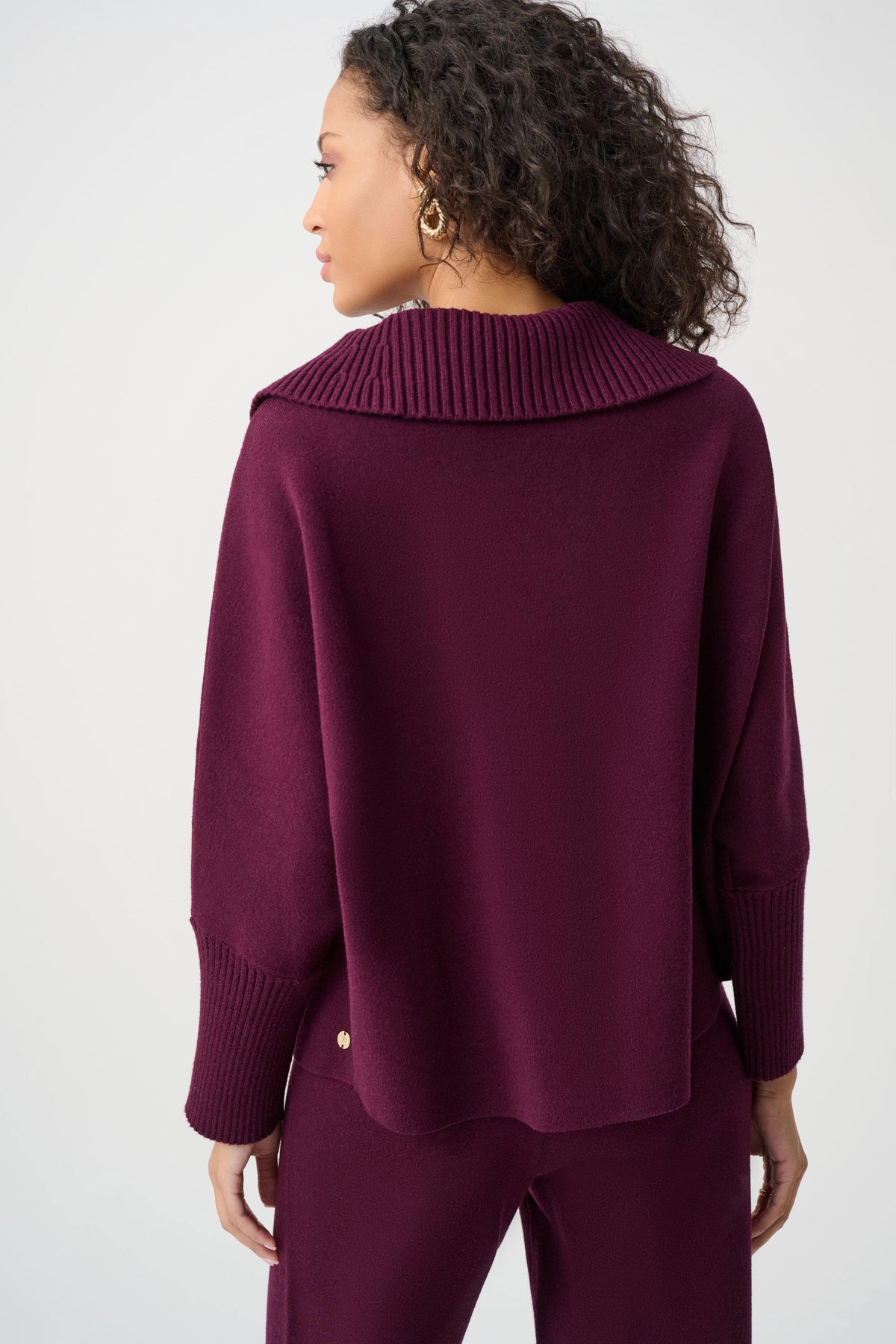 Joseph Ribkoff Elderberry Brushed Viscose And Nylon Shawl-Neck Sweater