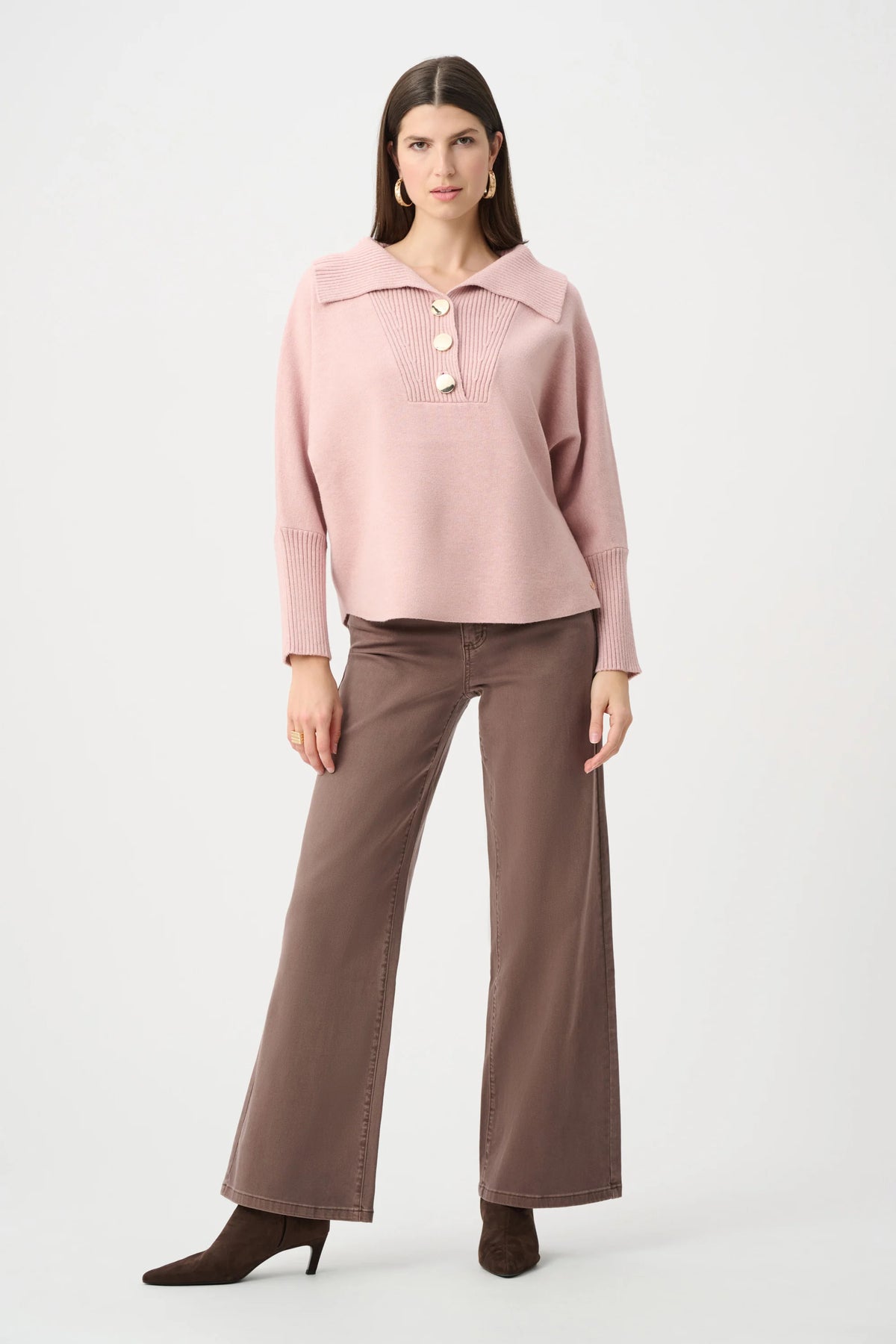Joseph Ribkoff Soft Blush Brushed Viscose And Nylon Shawl-Neck Sweater