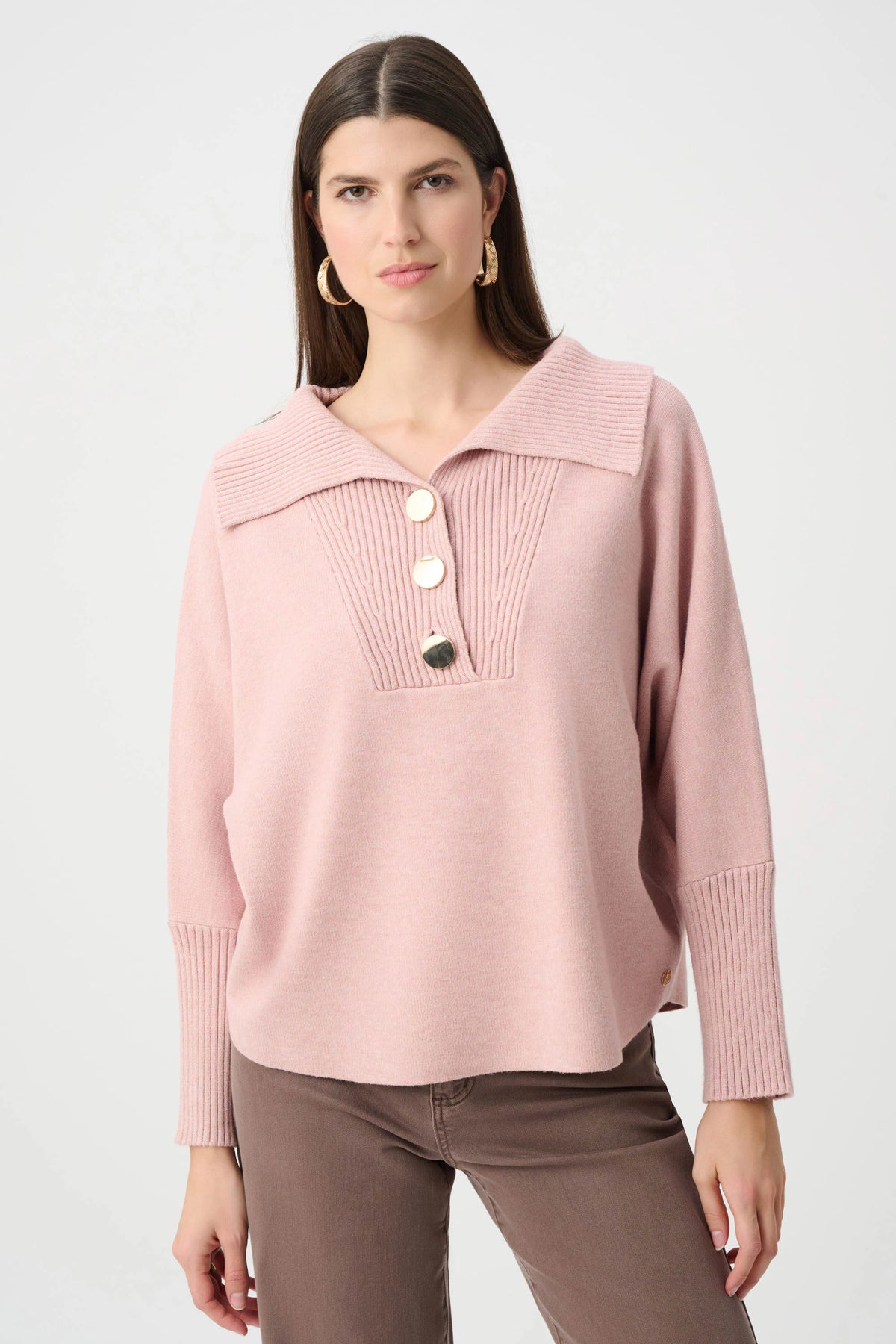Joseph Ribkoff Soft Blush Brushed Viscose And Nylon Shawl-Neck Sweater