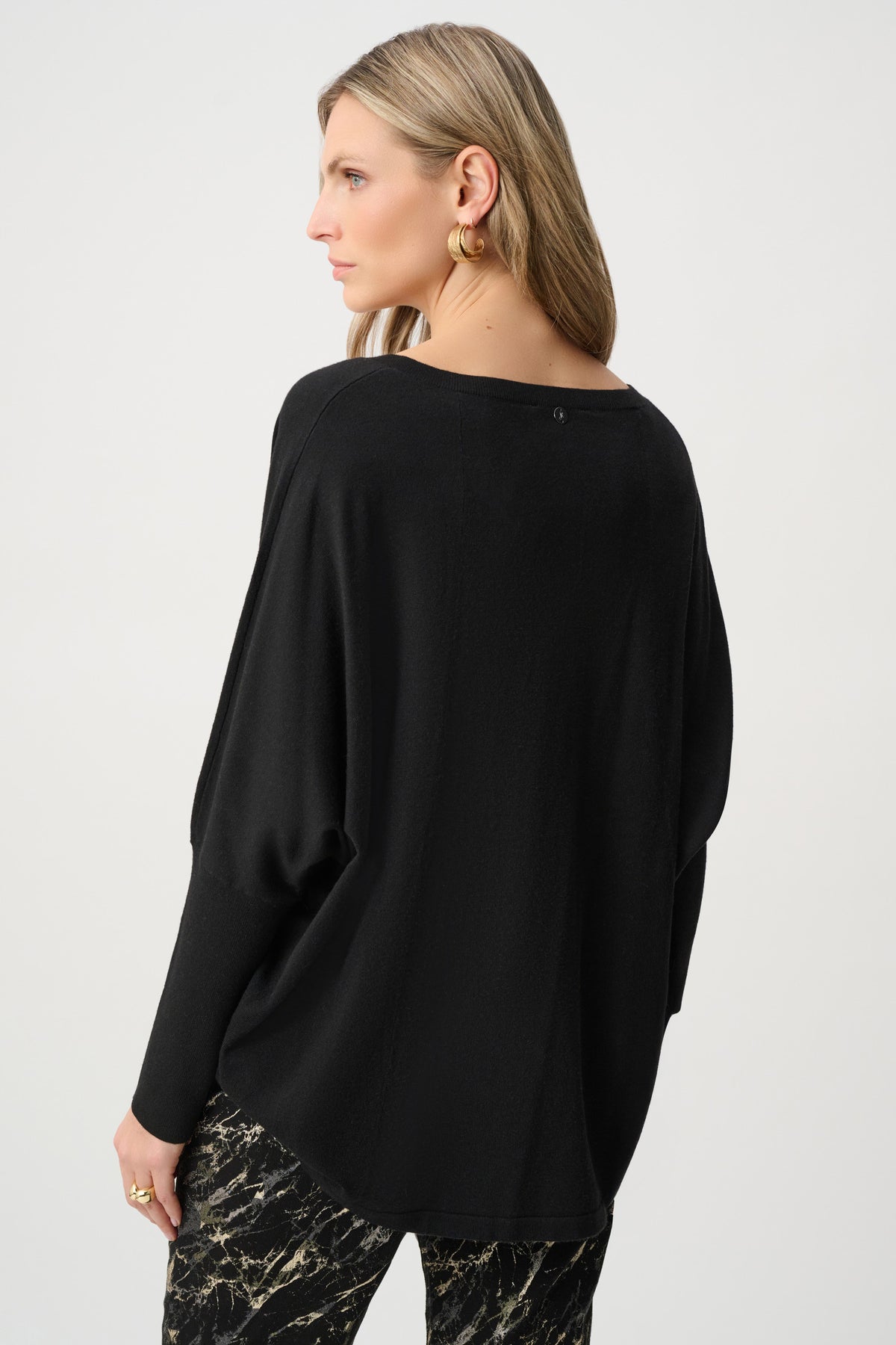 Joseph Ribkoff Black Viscose Knit Fringed Sweater