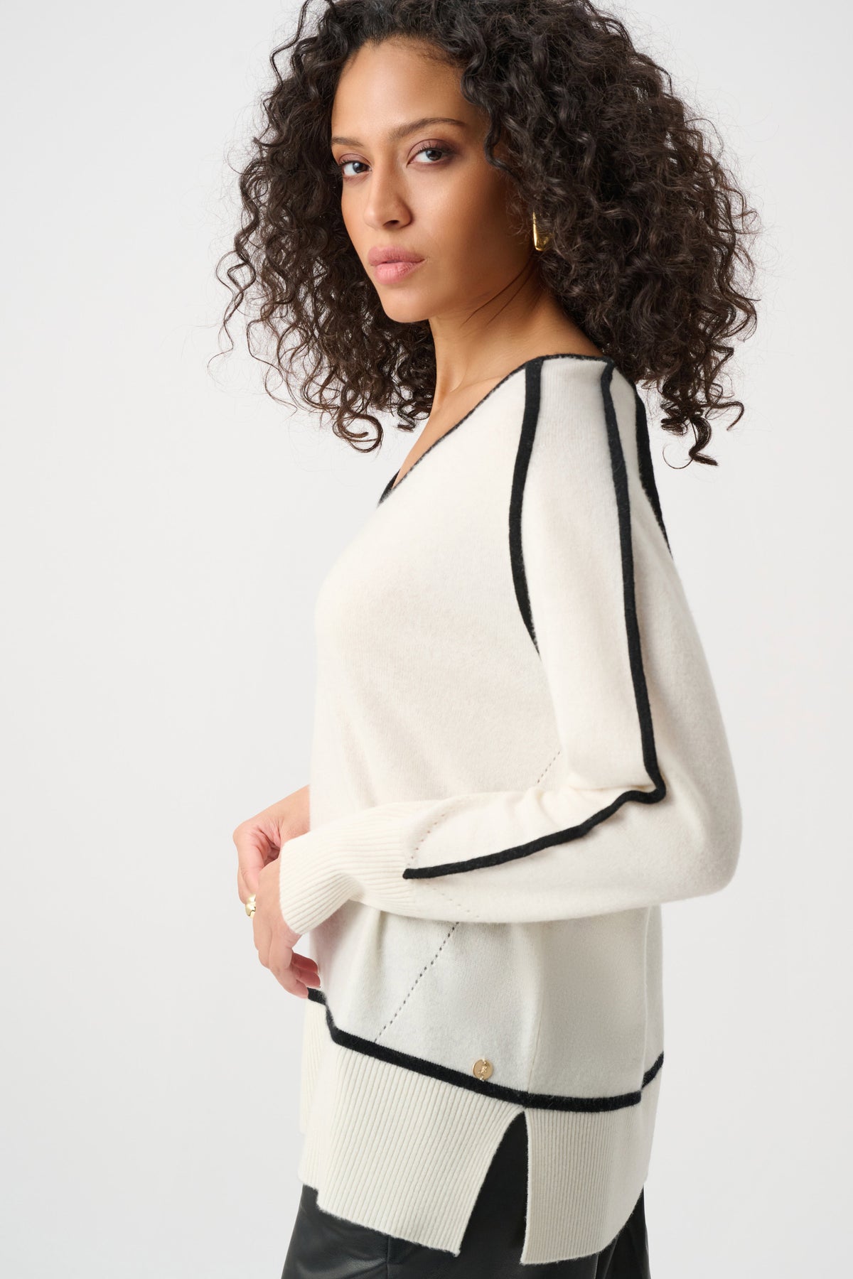Joseph Ribkoff Multi Cashmere And Wool Contrast trim Sweater