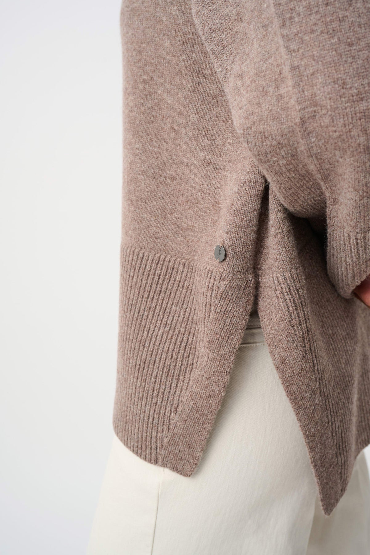 Joseph Ribkoff Mink Melange Wool Boxy Crewneck Sweater