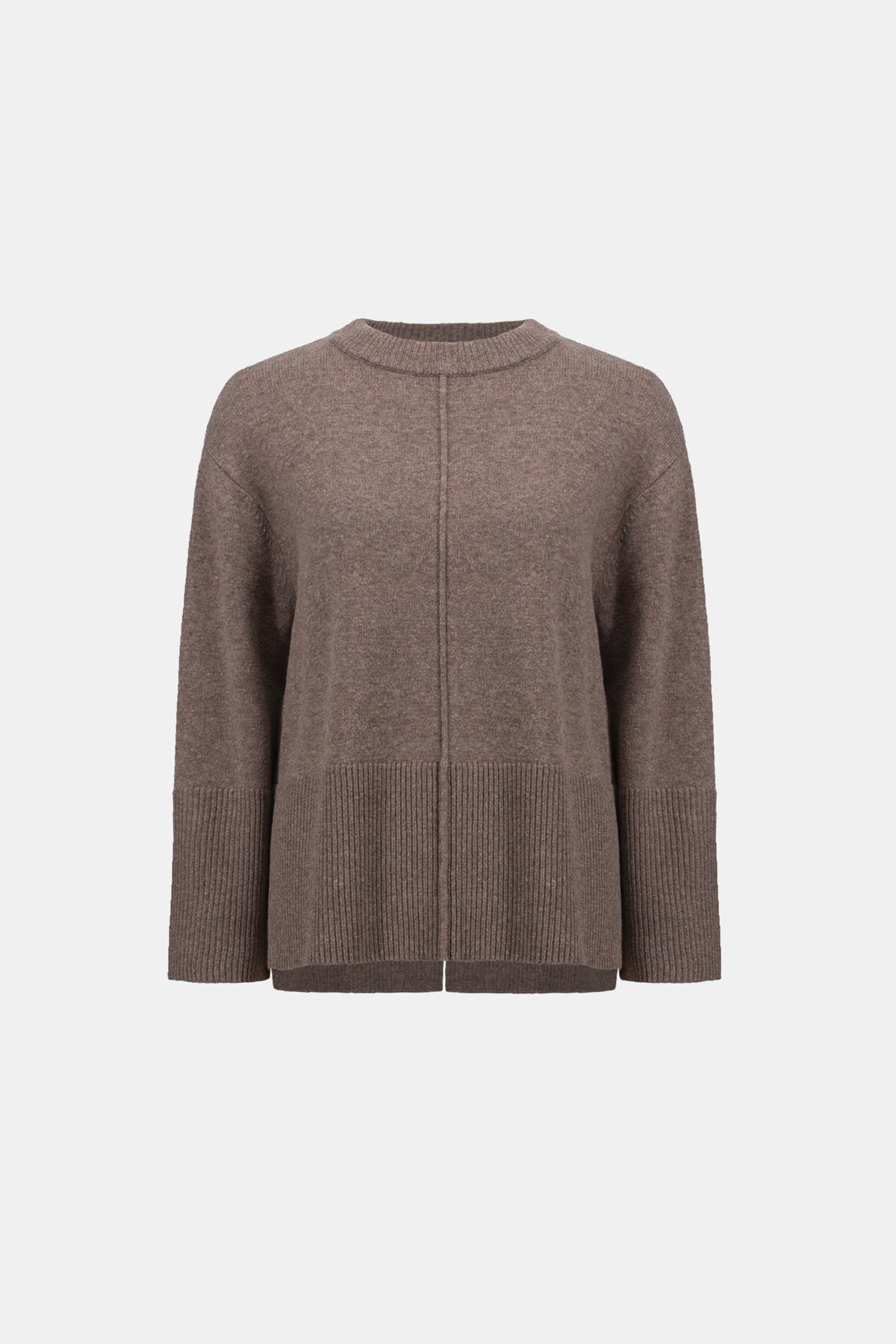 Joseph Ribkoff Mink Melange Wool Boxy Crewneck Sweater