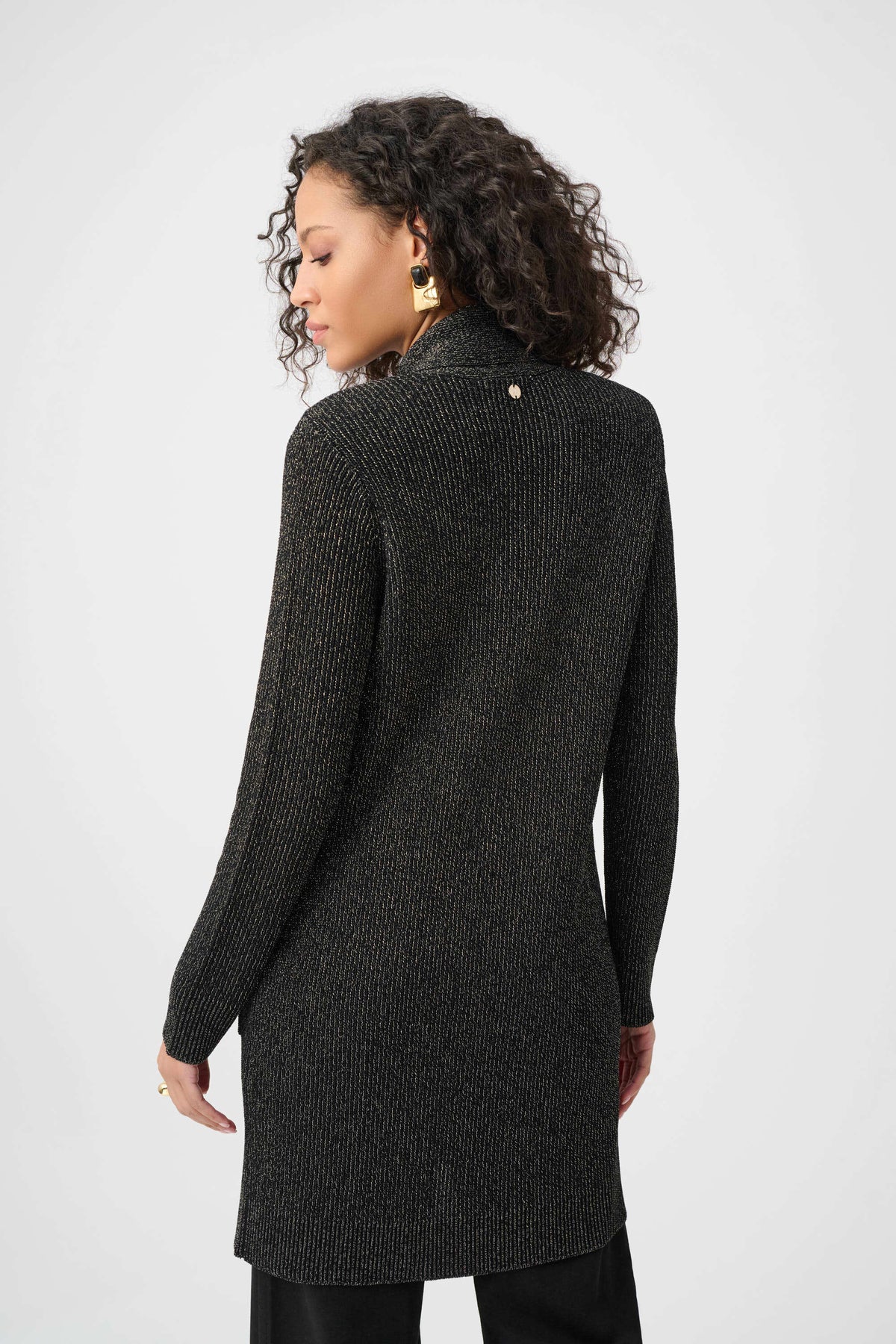 Joseph Ribkoff Black/Multi Lurex Knit Military-Style Cover Up