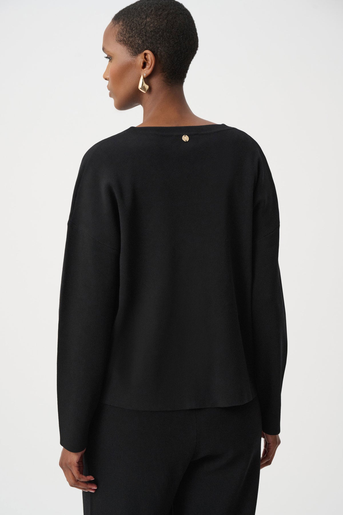 Joseph Ribkoff Black Asymmetric Sweater With Metal Stud Detail