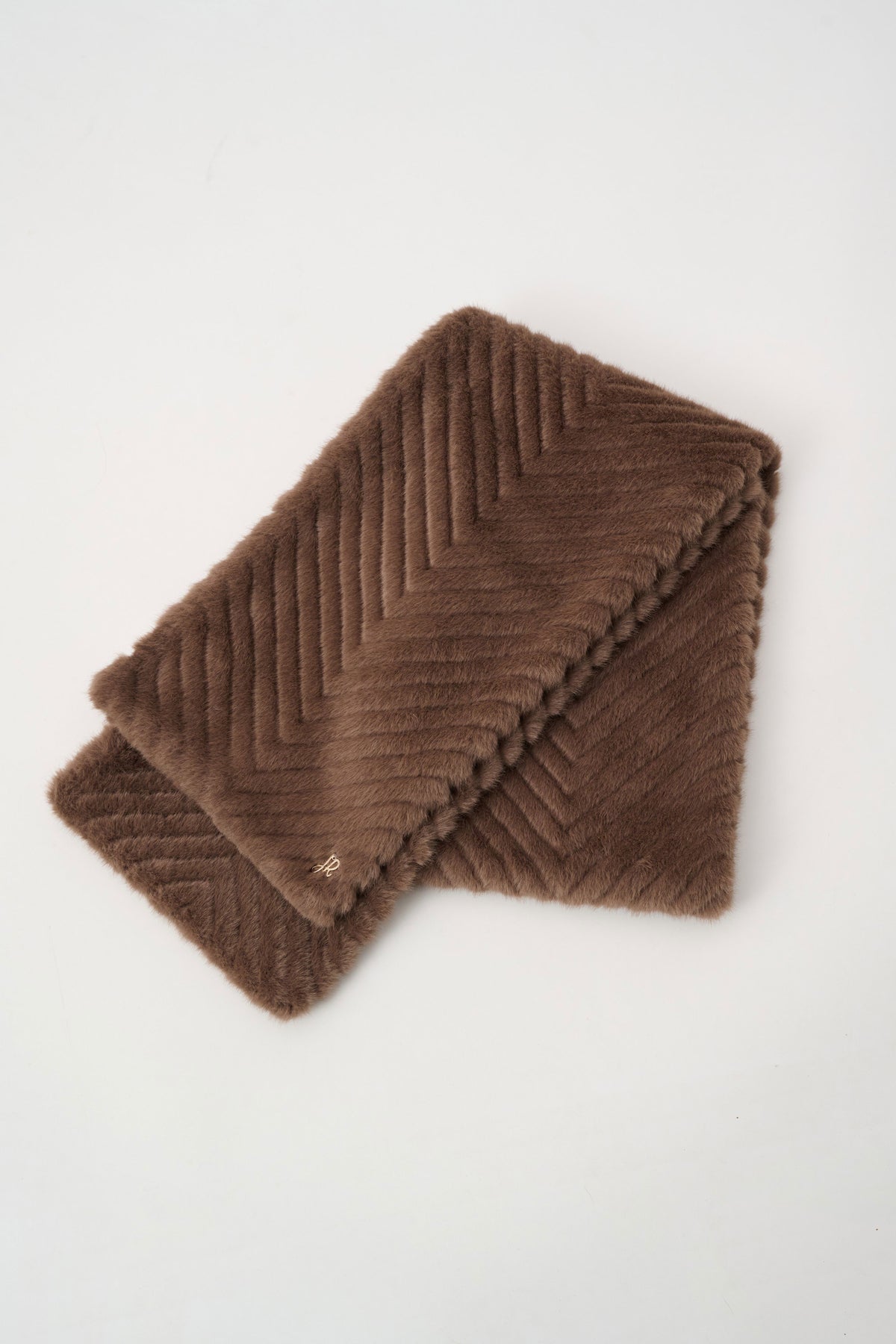 Joseph Ribkoff Mink Textured Chevron Faux Fur Scarf