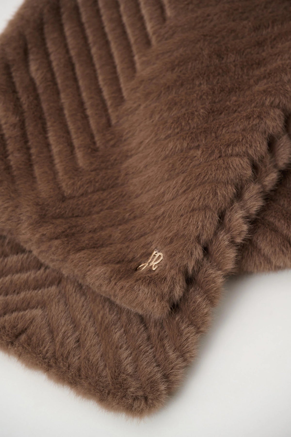 Joseph Ribkoff Mink Textured Chevron Faux Fur Scarf
