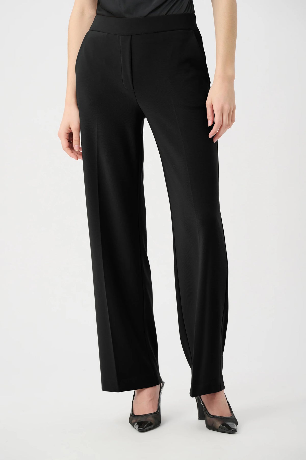 Joseph Ribkoff Black Pull On Wide Trousers