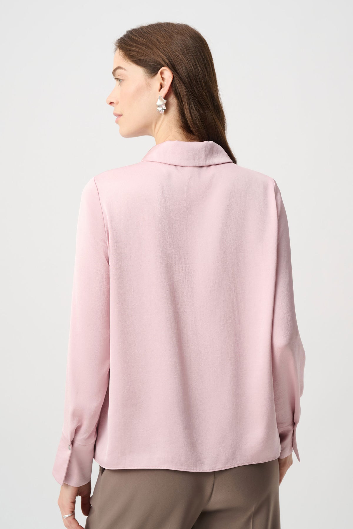 Joseph Ribkoff Soft Blush Recycled Satin Shirt collar Top