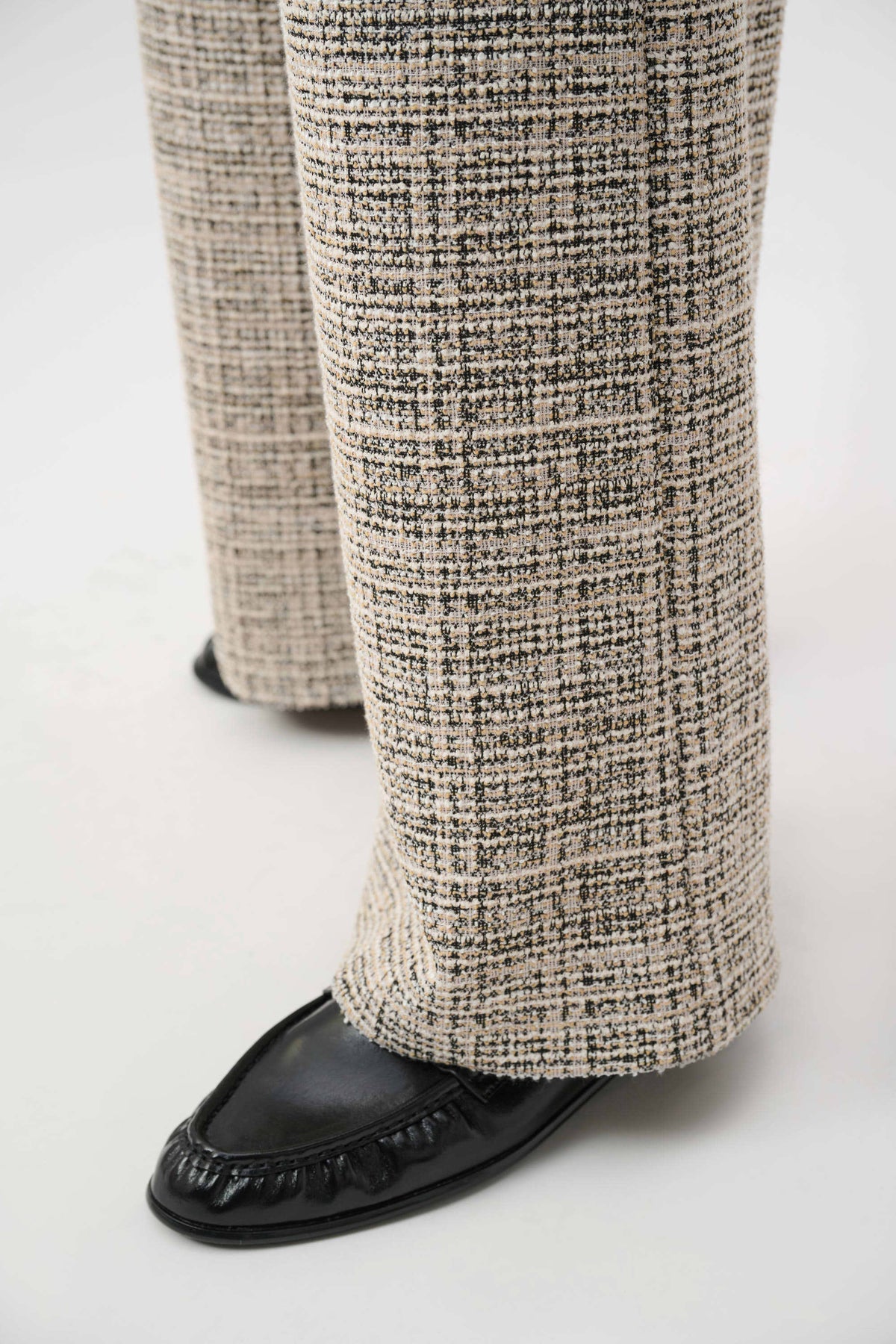 Joseph Ribkoff Beige/Multi Plaid Boucle Wide-Leg Pants