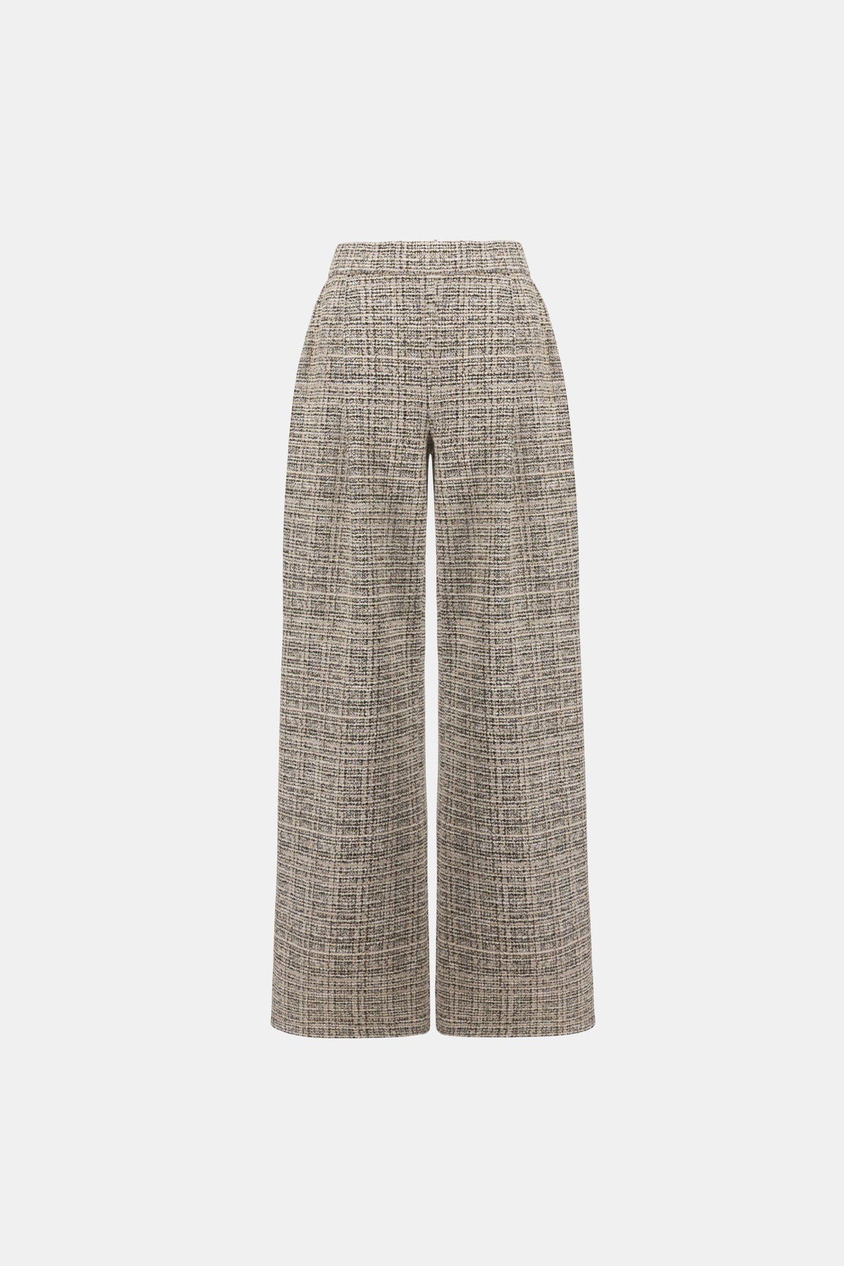 Joseph Ribkoff Beige/Multi Plaid Boucle Wide-Leg Pants