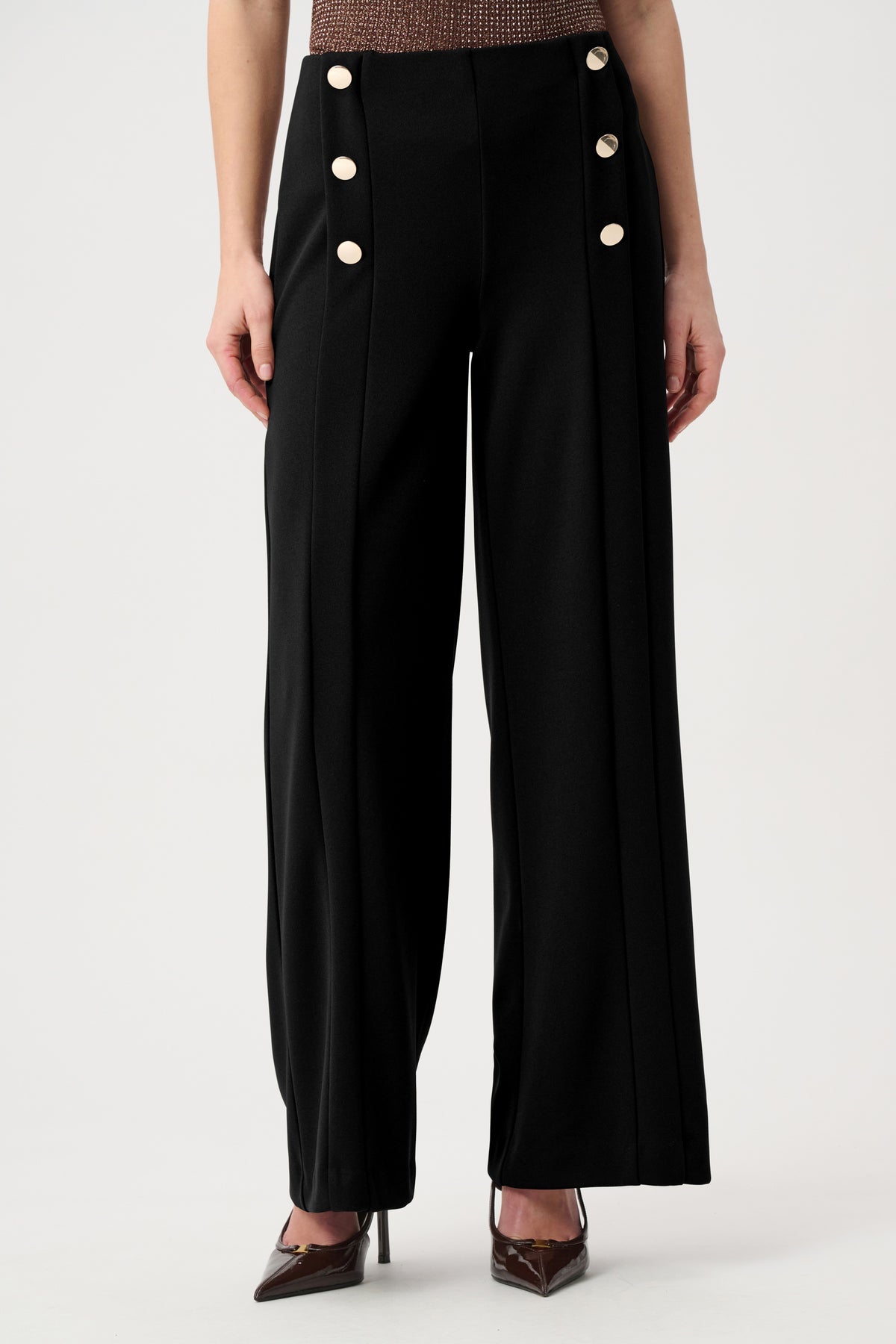 Joseph Ribkoff Black Sailor Wide-Leg Pants