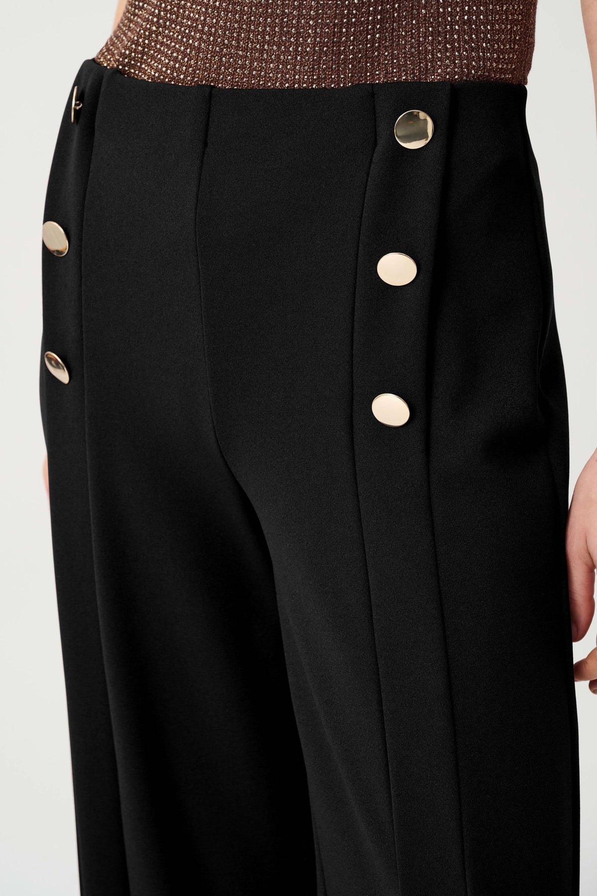 Joseph Ribkoff Black Sailor Wide-Leg Pants