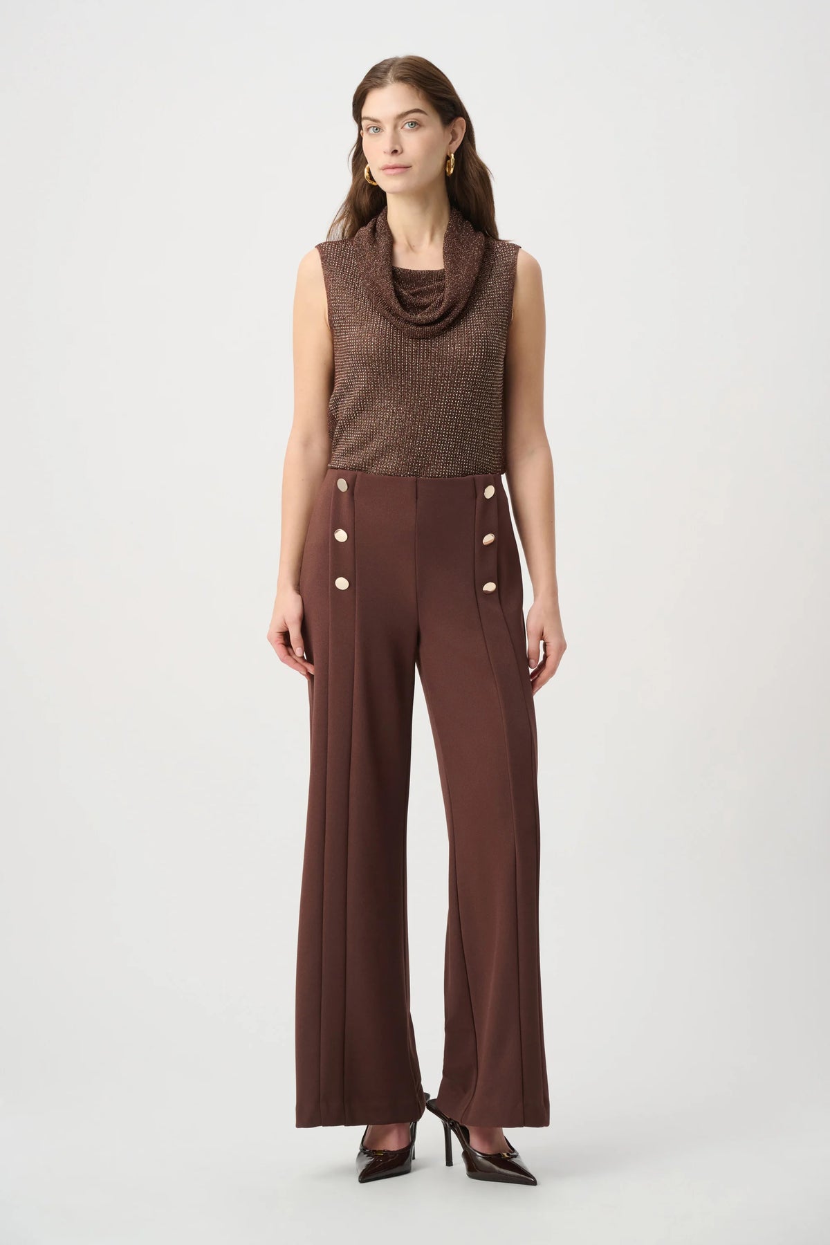 Joseph Ribkoff Mahogany Sailor Wide-Leg Pants