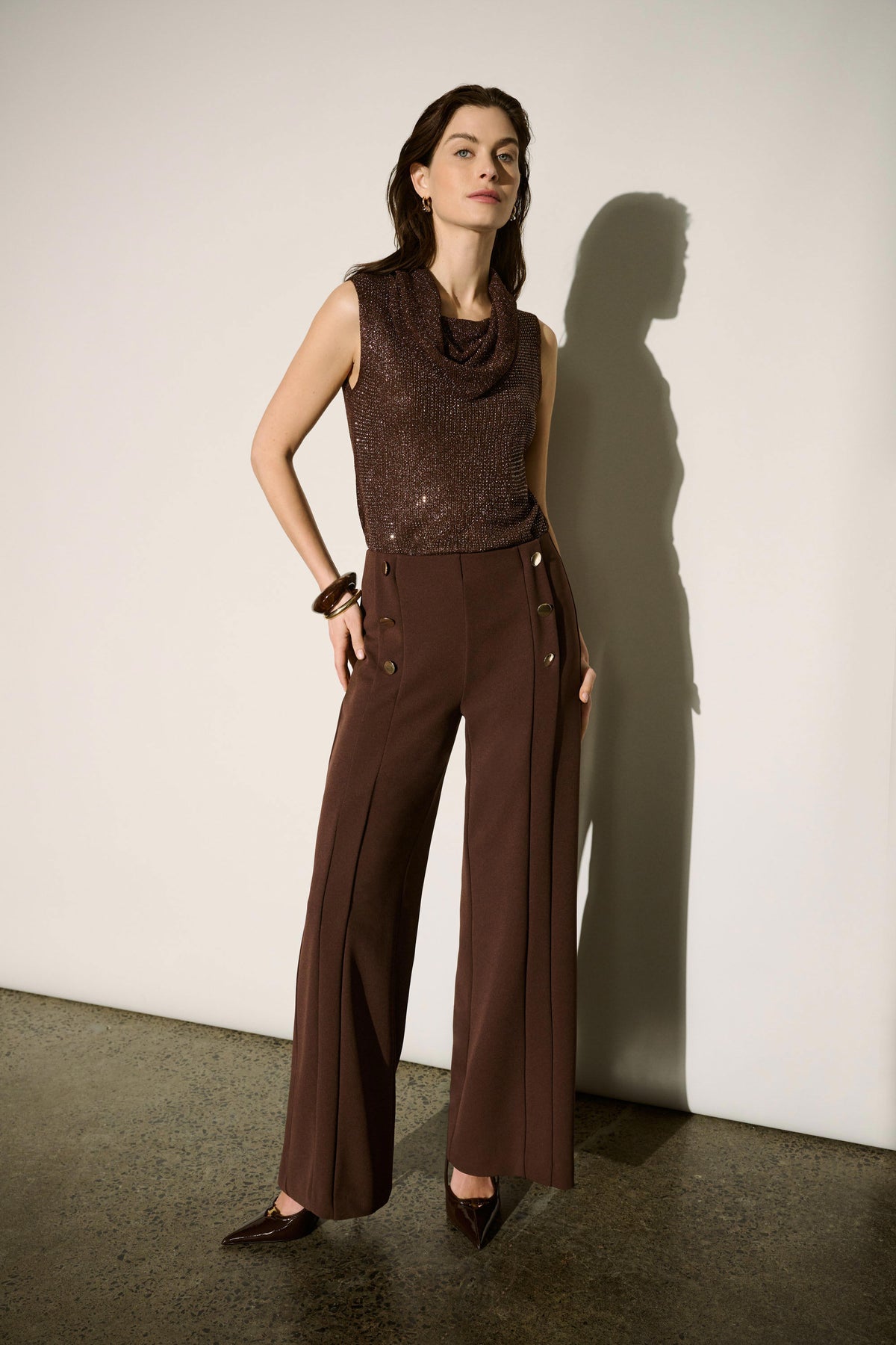 Joseph Ribkoff Mahogany Sailor Wide-Leg Pants