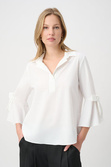 Joseph Ribkoff White Trapeze Tunic with Bow Detail