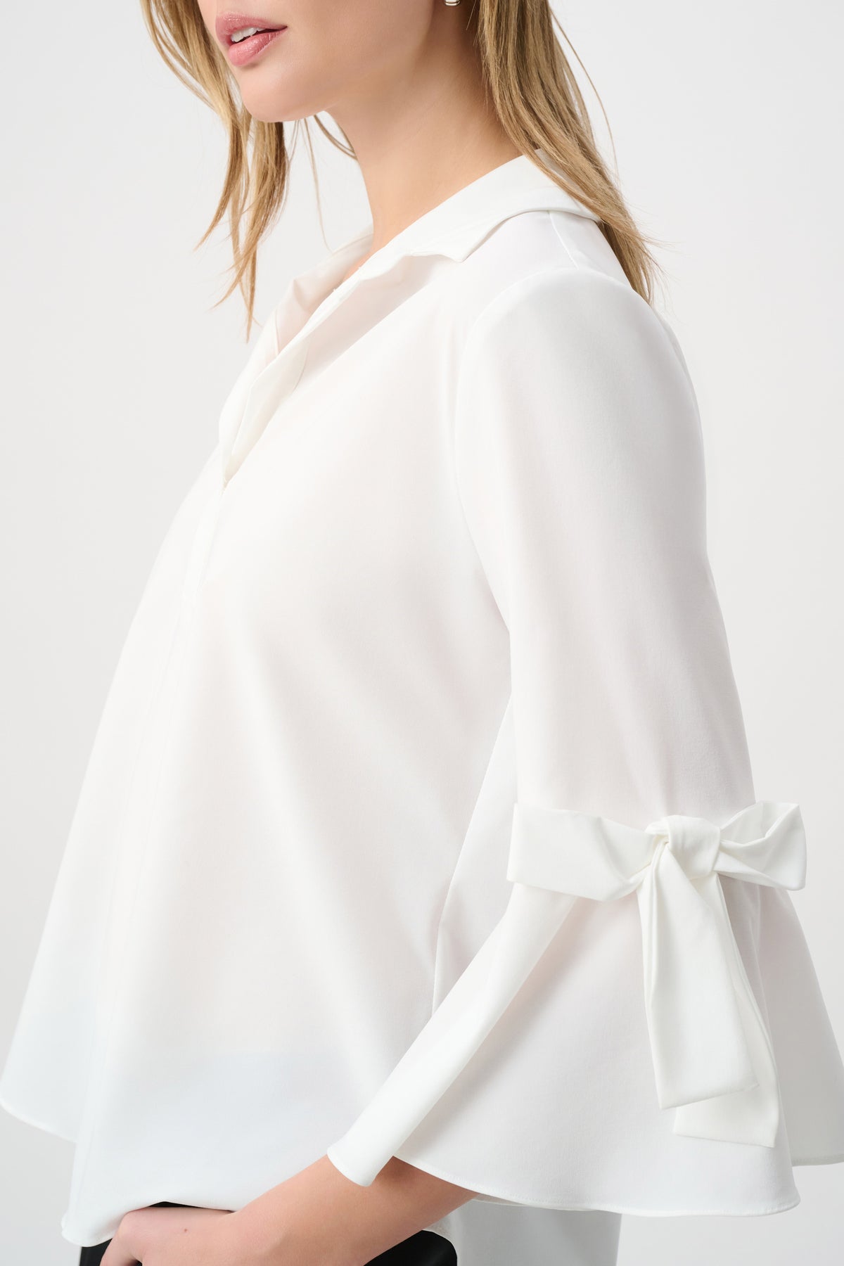 Joseph Ribkoff White Trapeze Tunic with Bow Detail