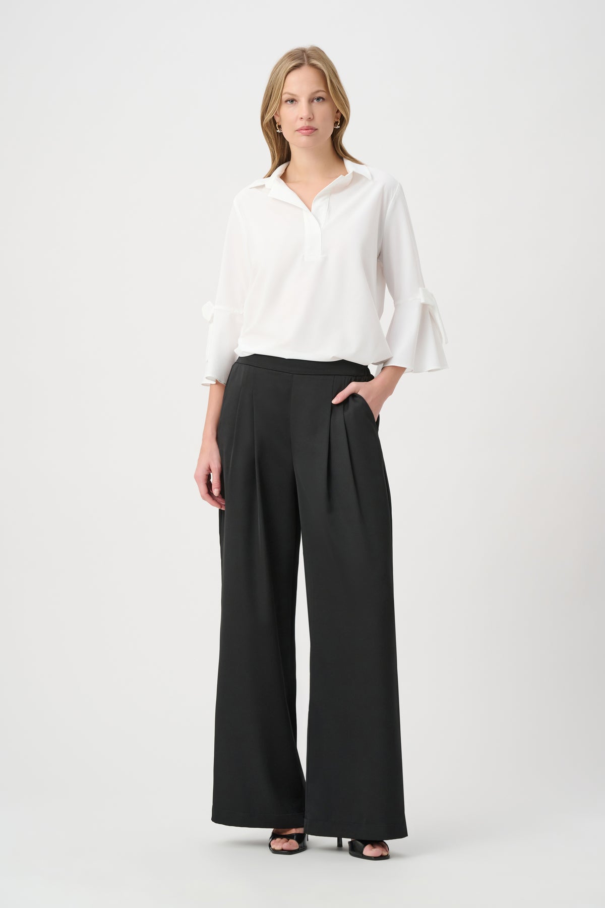 Joseph Ribkoff White Trapeze Tunic with Bow Detail