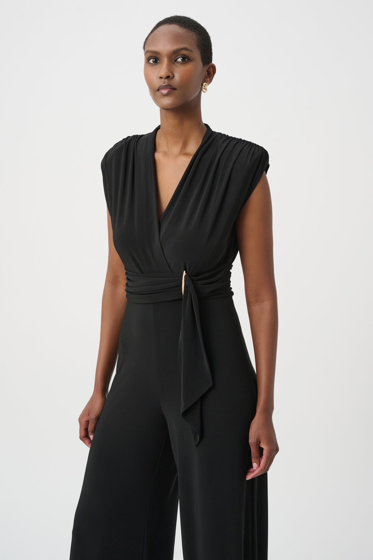 Joseph Ribkoff Black Wrap Wide Leg Jumpsuit