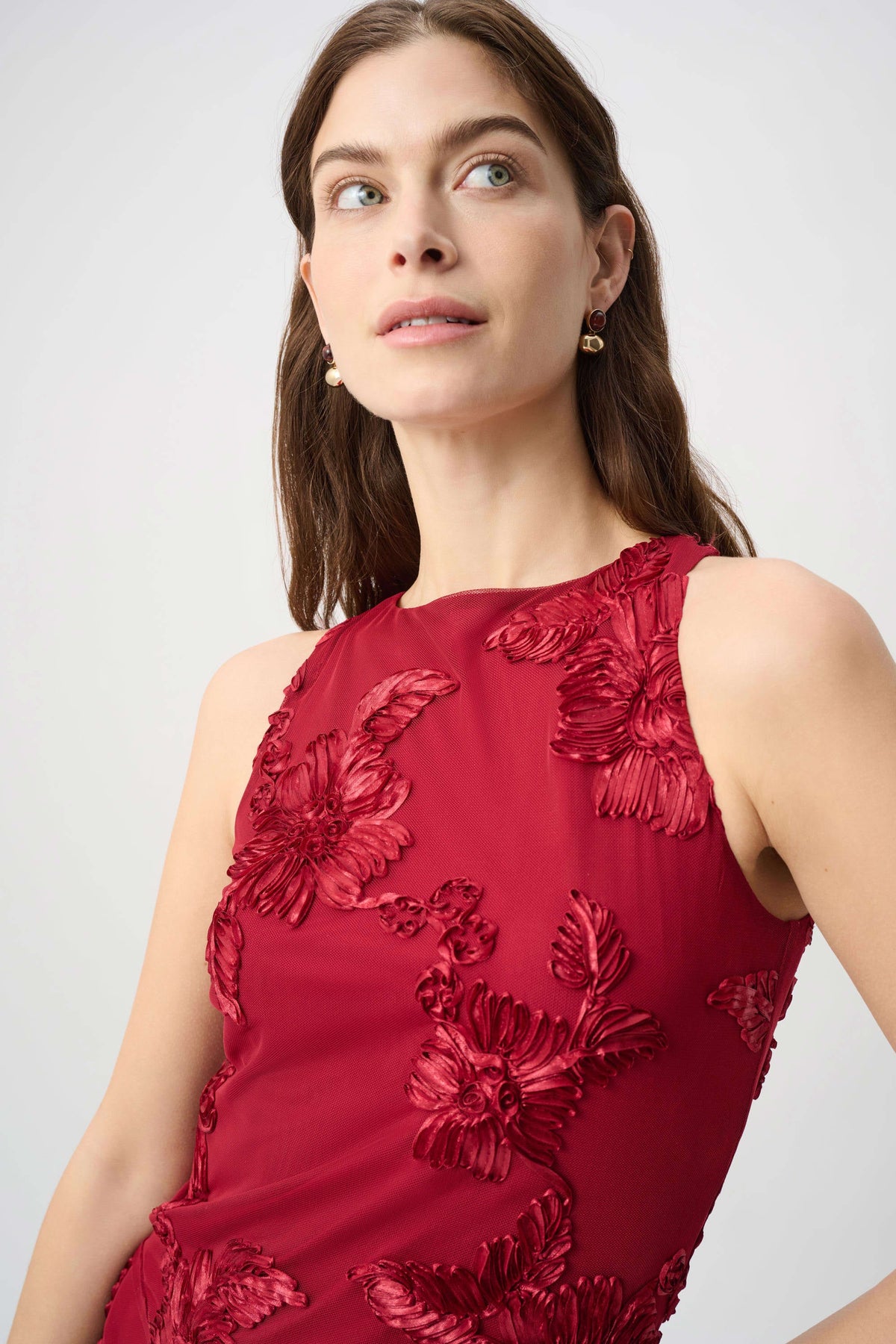 Joseph Ribkoff Deep Cherry Embellished Sleeveless Top