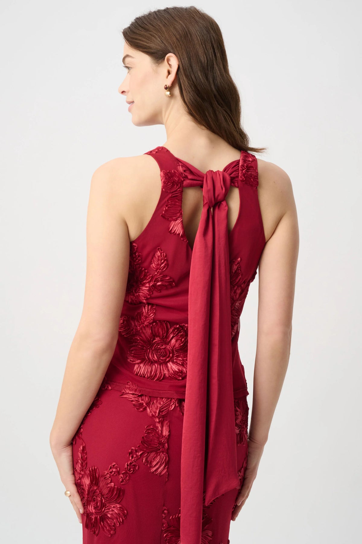 Joseph Ribkoff Deep Cherry Embellished Sleeveless Top