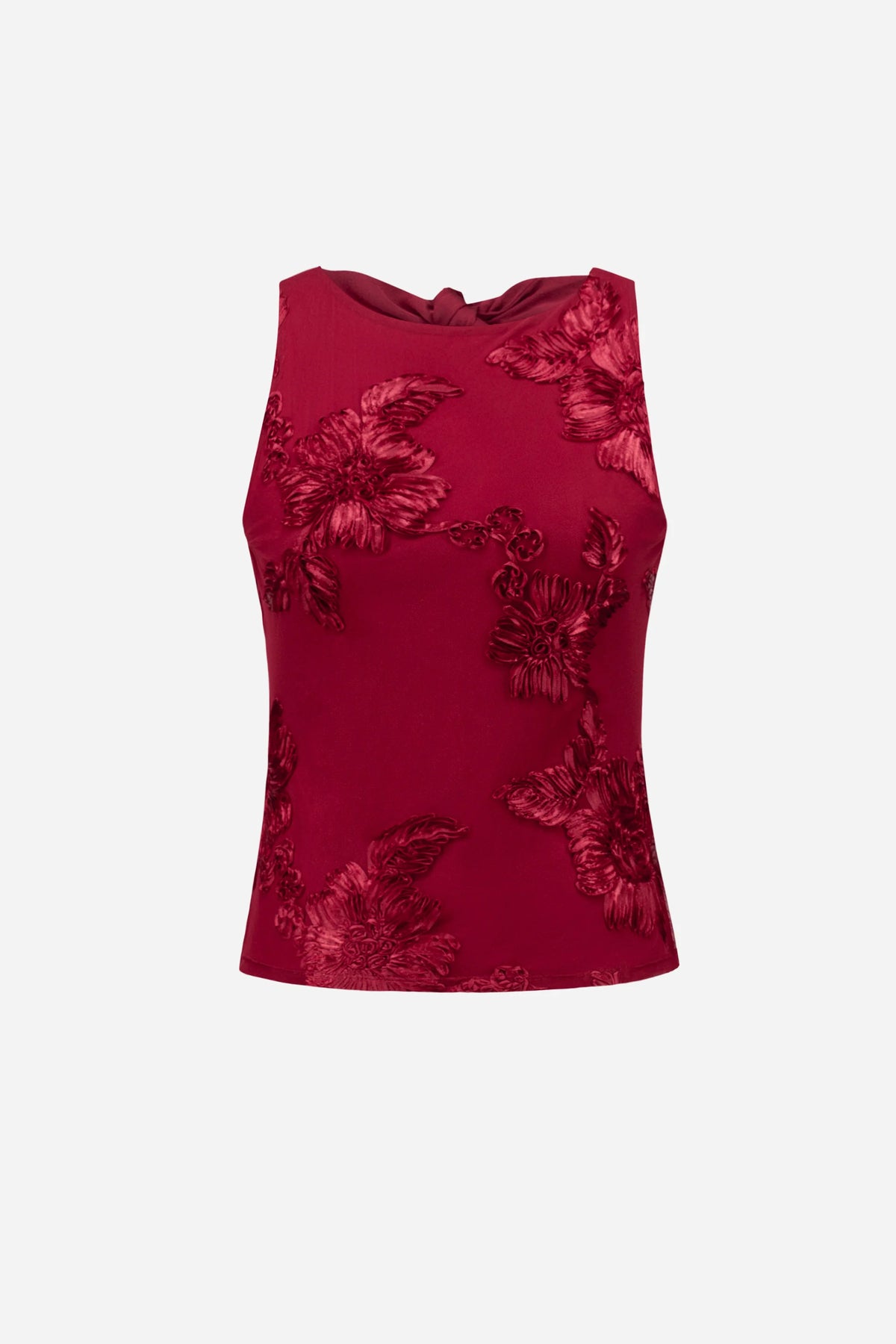 Joseph Ribkoff Deep Cherry Embellished Sleeveless Top