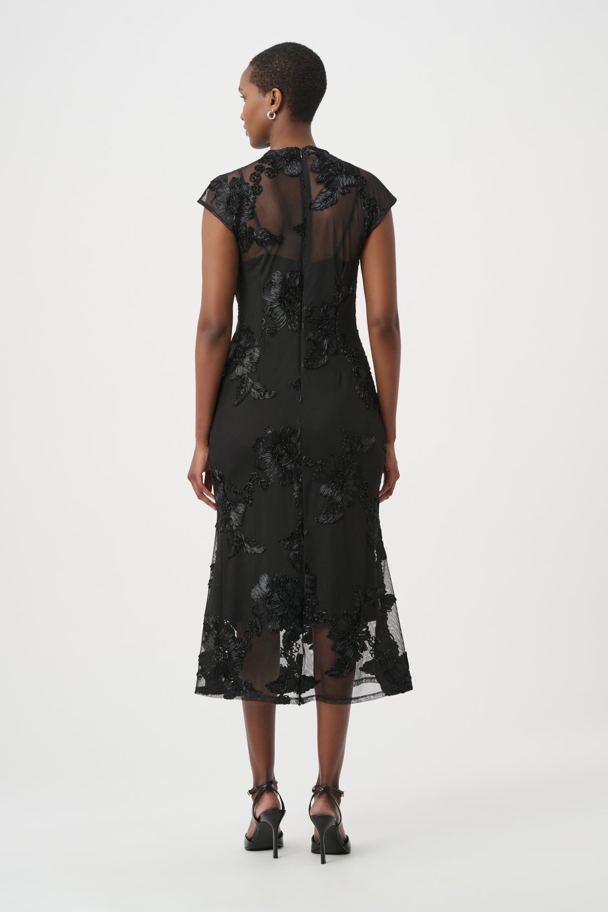 Joseph Ribkoff Black Embellished Trumpet Dress