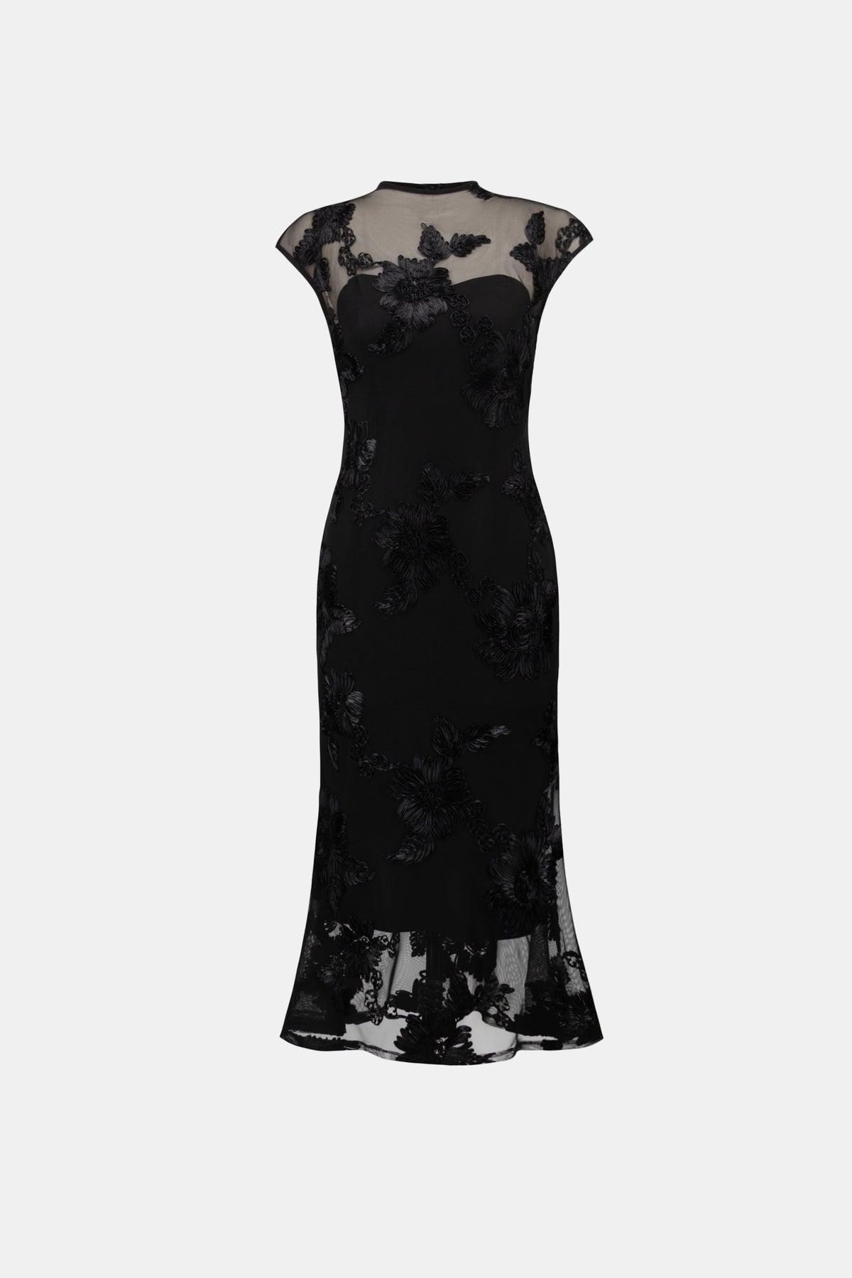 Joseph Ribkoff Black Embellished Trumpet Dress