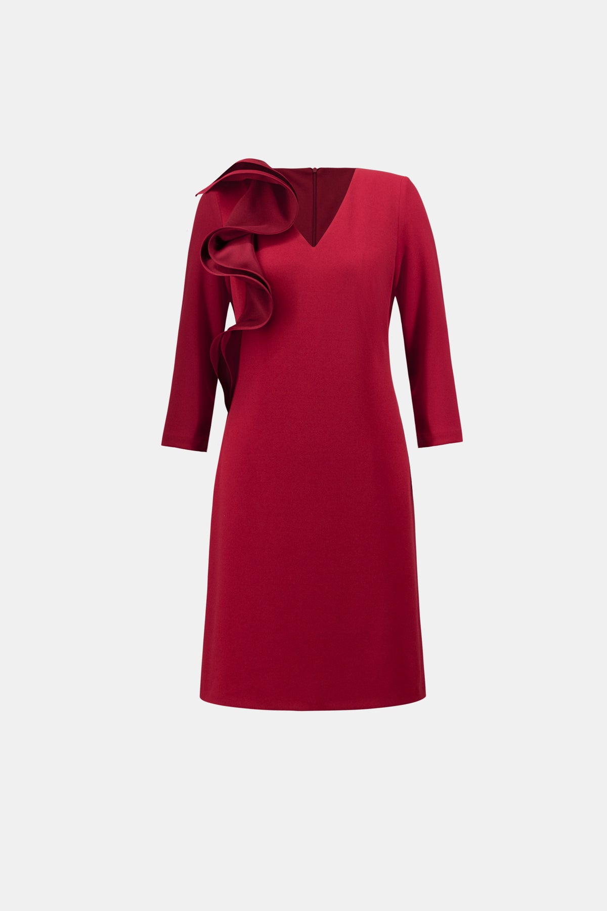 Joseph Ribkoff Deep Cherry Statement Ruffle A-Line Dress