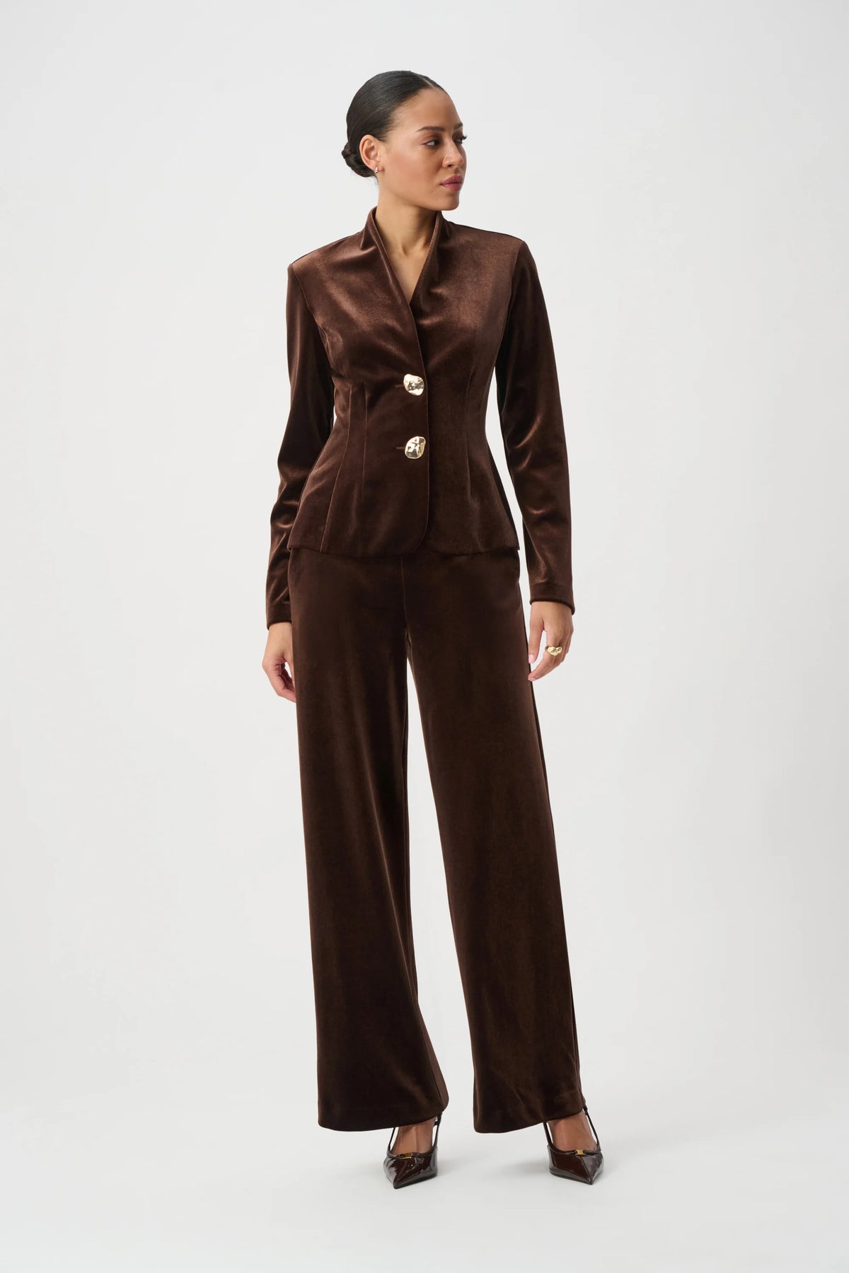 Joseph Ribkoff Mahogany Velvet Fitted Blazer