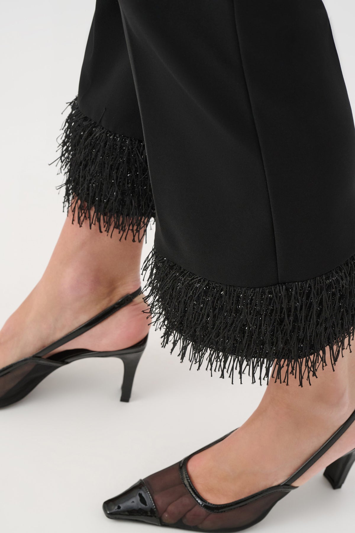 Joseph Ribkoff Black Fringed Flared Pant