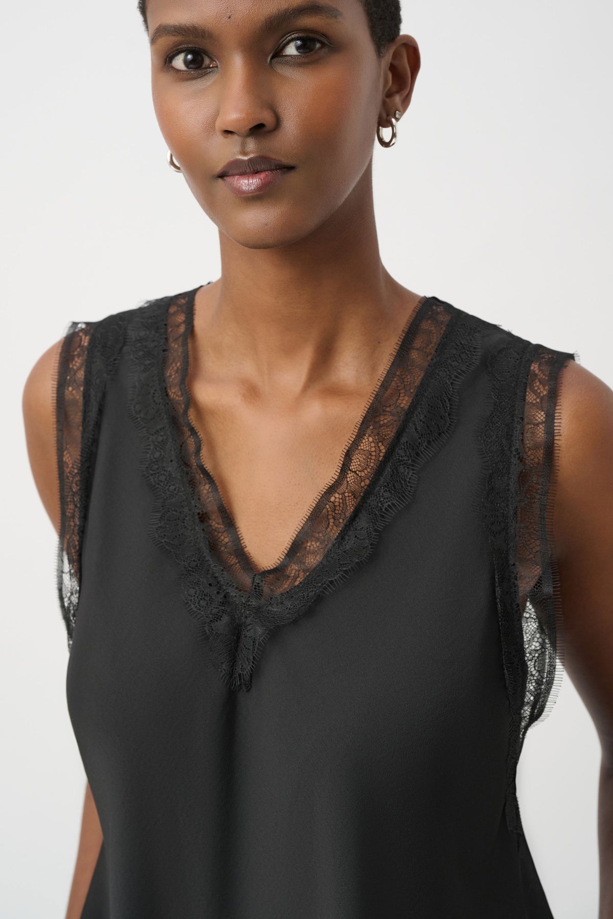 Joseph Ribkoff Black Recycled Satin Sleeveless Top