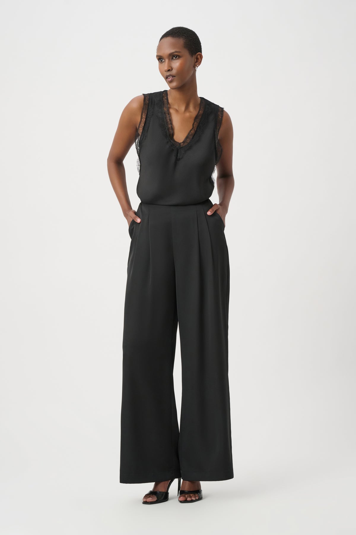 Joseph Ribkoff Black Recycled Satin Sleeveless Top