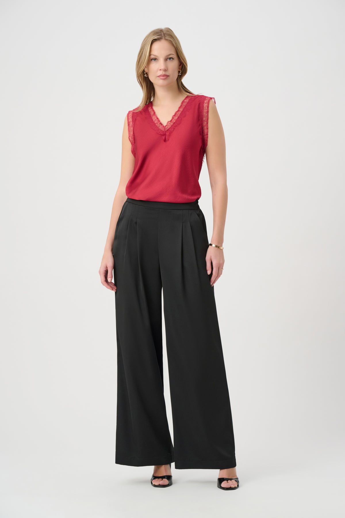Joseph Ribkoff Deep Cherry Recycled Satin Sleeveless Top