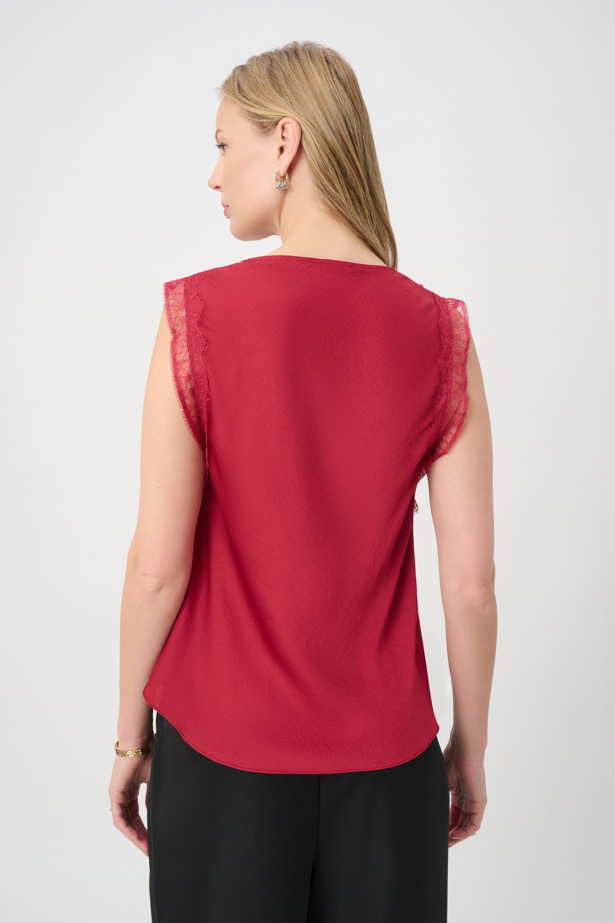 Joseph Ribkoff Deep Cherry Recycled Satin Sleeveless Top