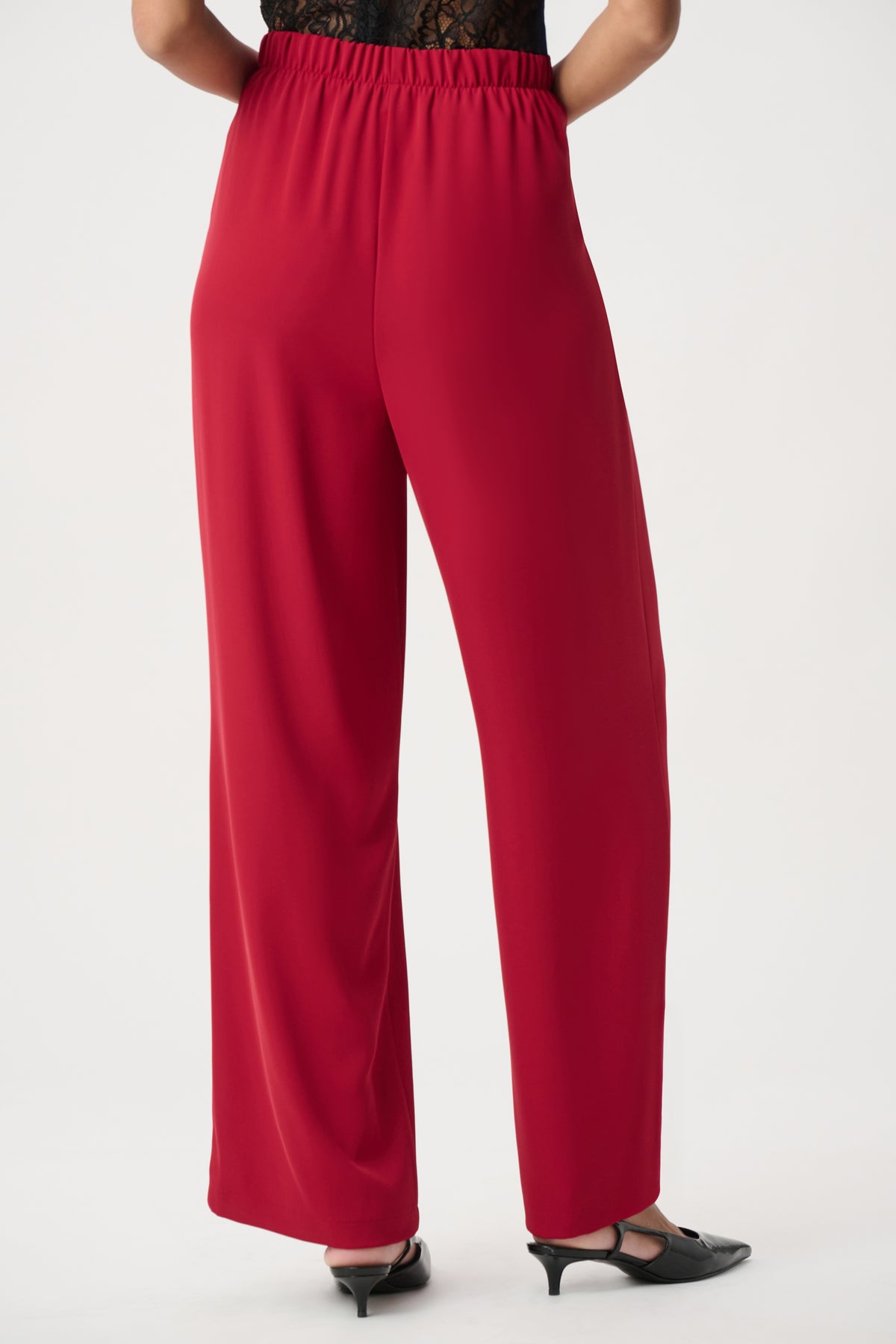 Joseph Ribkoff Deep Cherry Front-Pleated Wide-Leg Pants