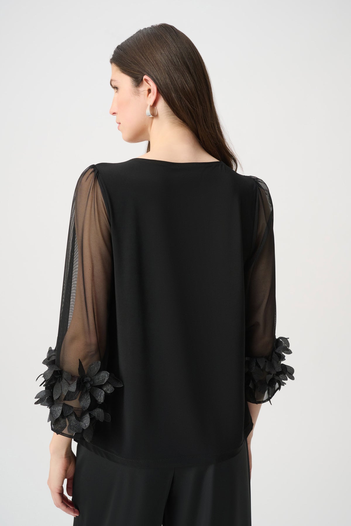 Joseph Ribkoff Black Embellished Bell Sleeve Top