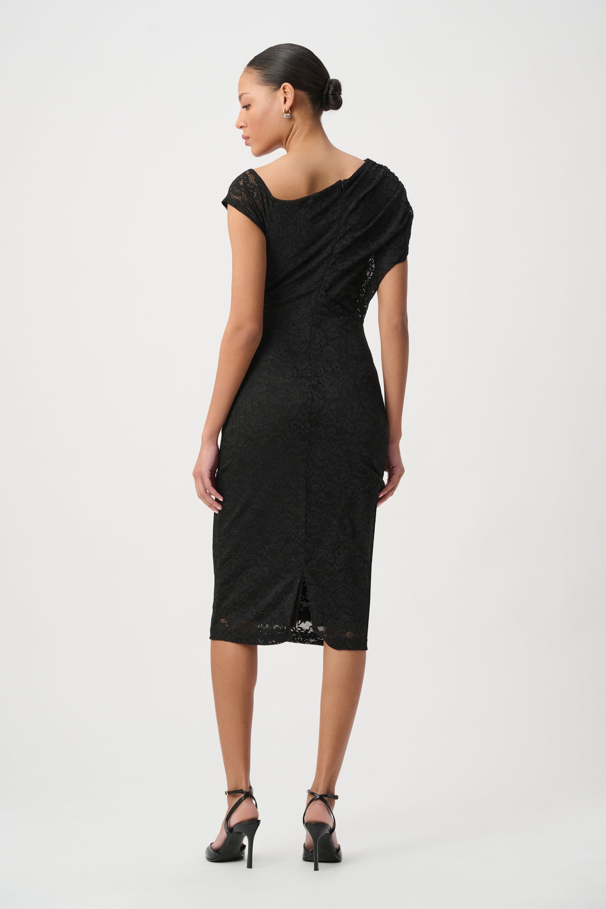 Joseph Ribkoff Black Lace Off-Shoulder Sheath Dress