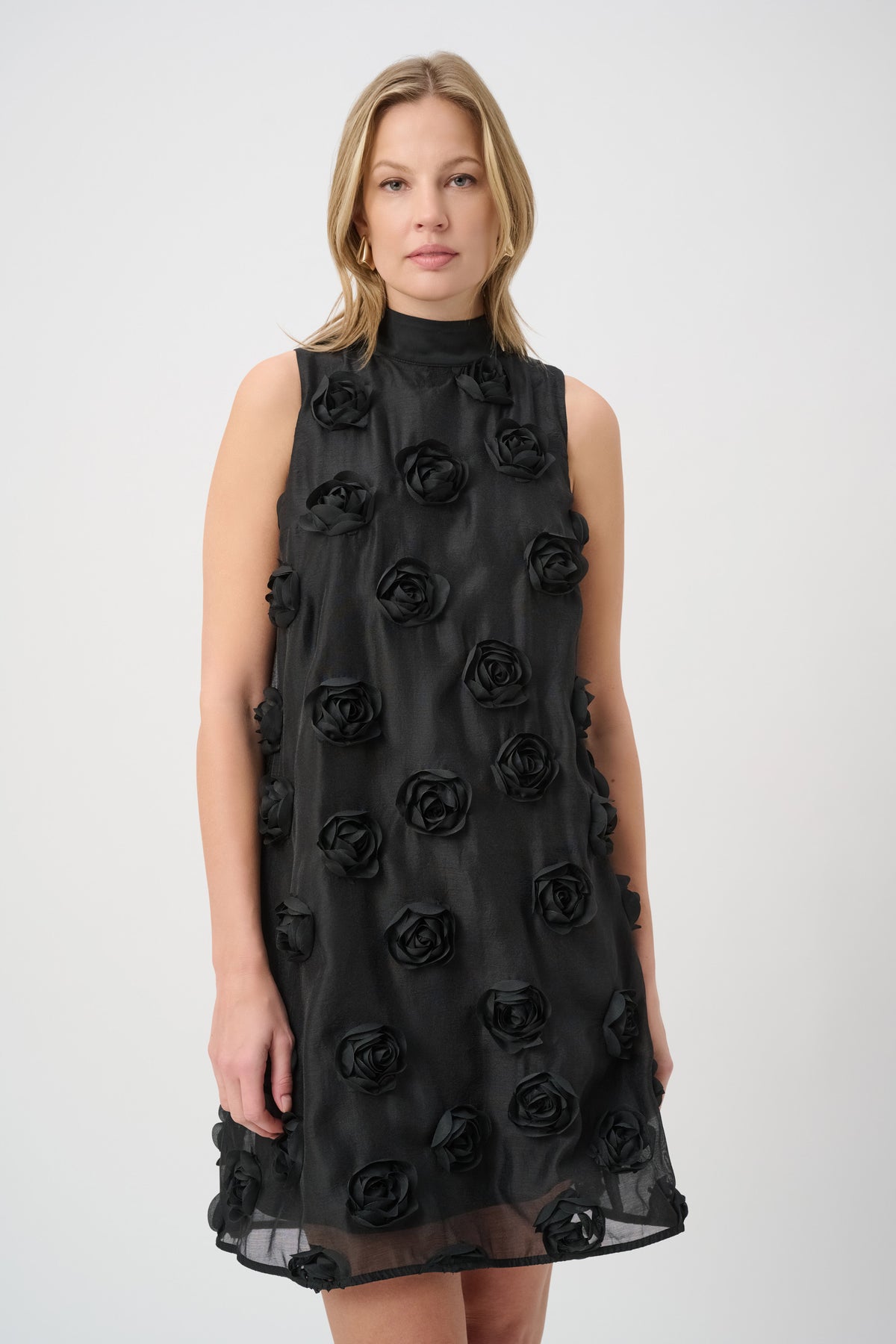 Joseph Ribkoff Black Textured Floral Trapeze Dress