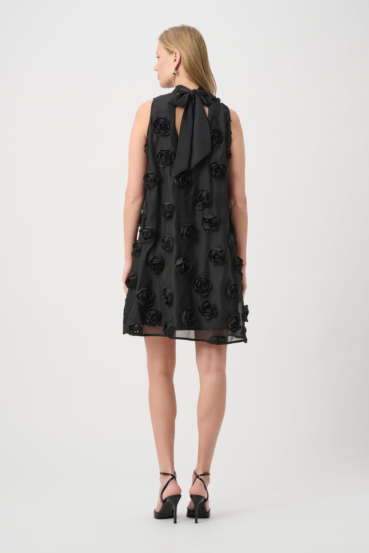 Joseph Ribkoff Black Textured Floral Trapeze Dress