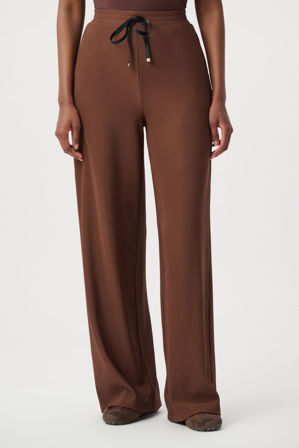 Joseph Ribkoff Mahogany Rib Knit Wide-Leg Pull-On Pants