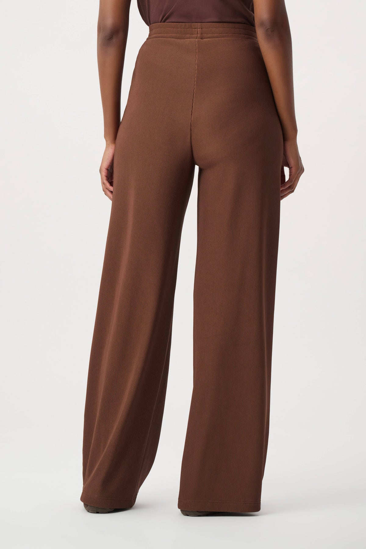 Joseph Ribkoff Mahogany Rib Knit Wide-Leg Pull-On Pants