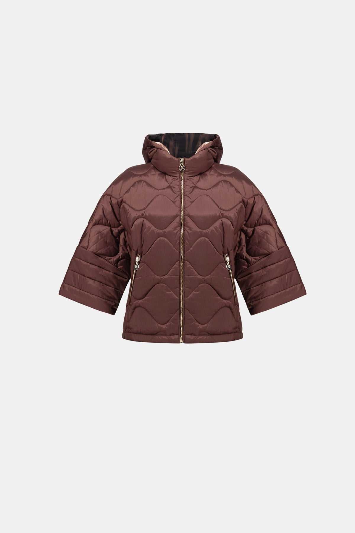 Joseph Ribkoff Mahogany Hooded Quilted Cocoon Jacket