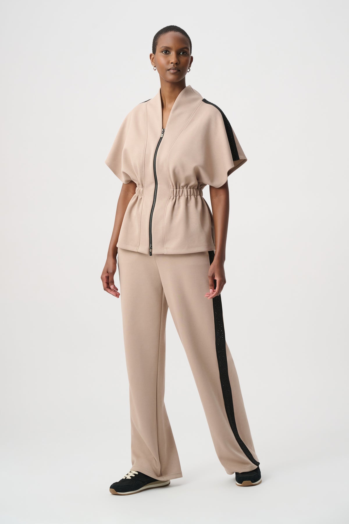 Joseph Ribkoff Fawn Wide Leg Pant With Rhinestones
