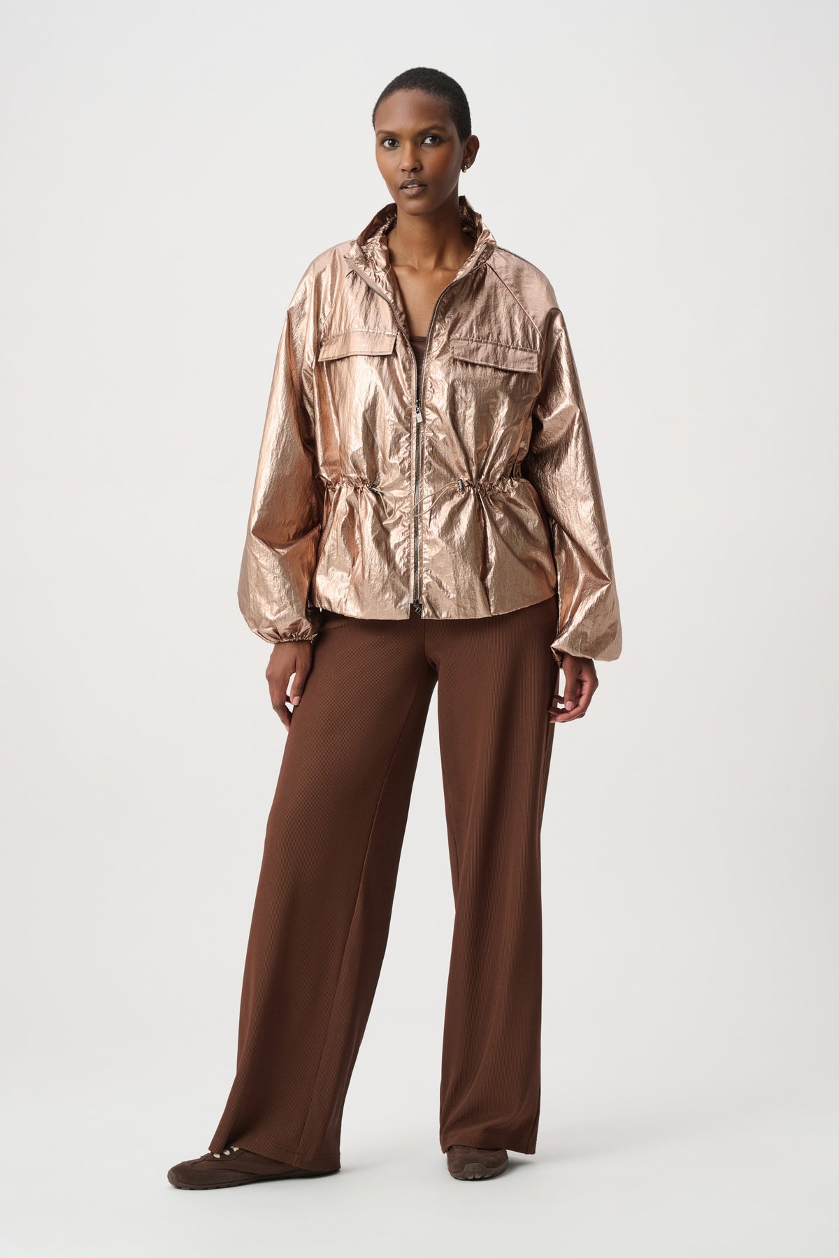 Joseph Ribkoff Palladium Metallic Nylon Cocoon Jacket