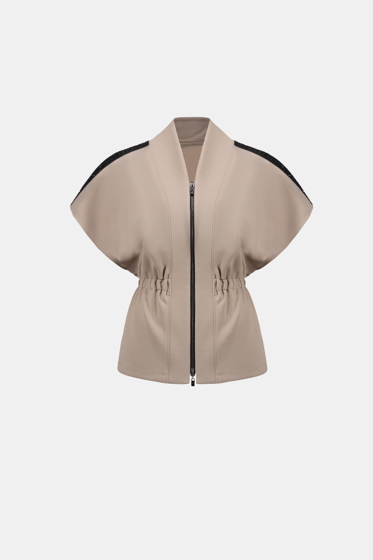 Joseph Ribkoff Fawn Rhinestone Trim Kimono Sleeve Jacket