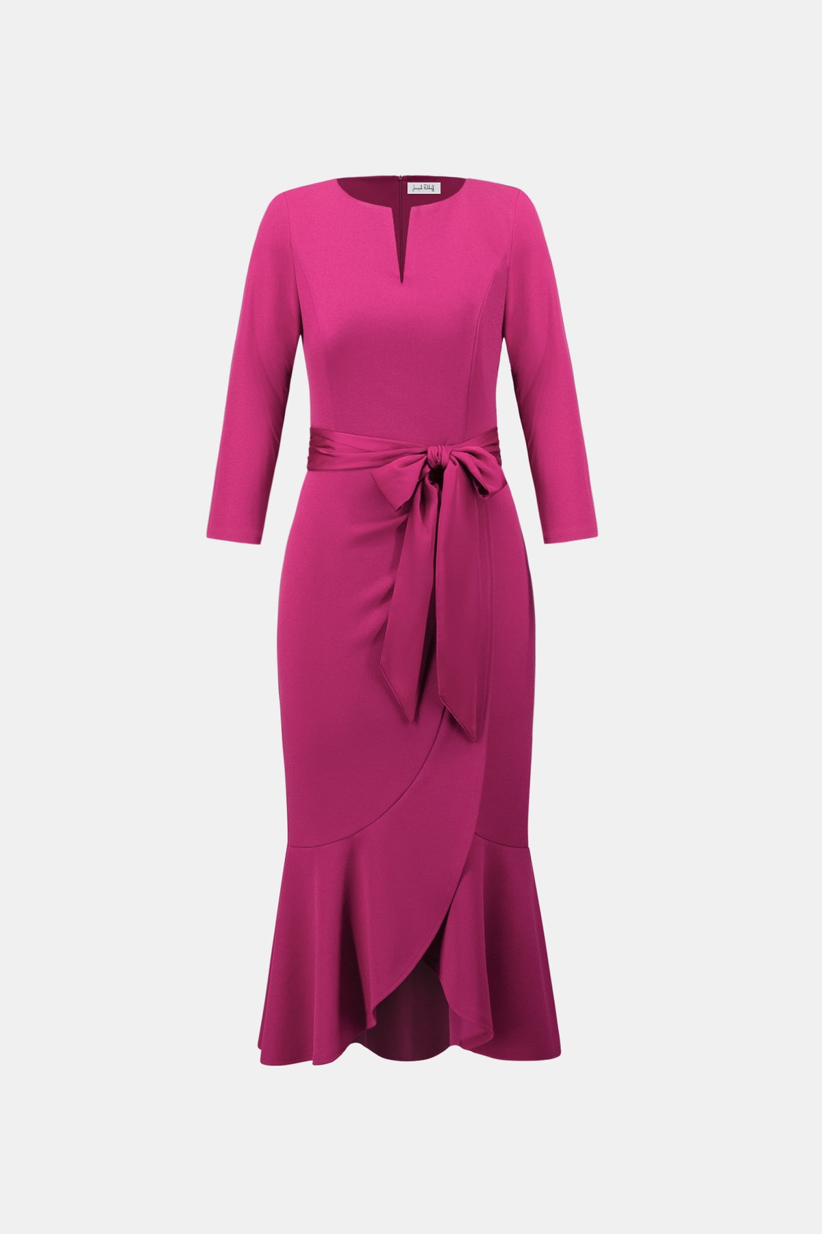 Joseph Ribkoff Deep Magenta Trumpet Dress With Satin Sash