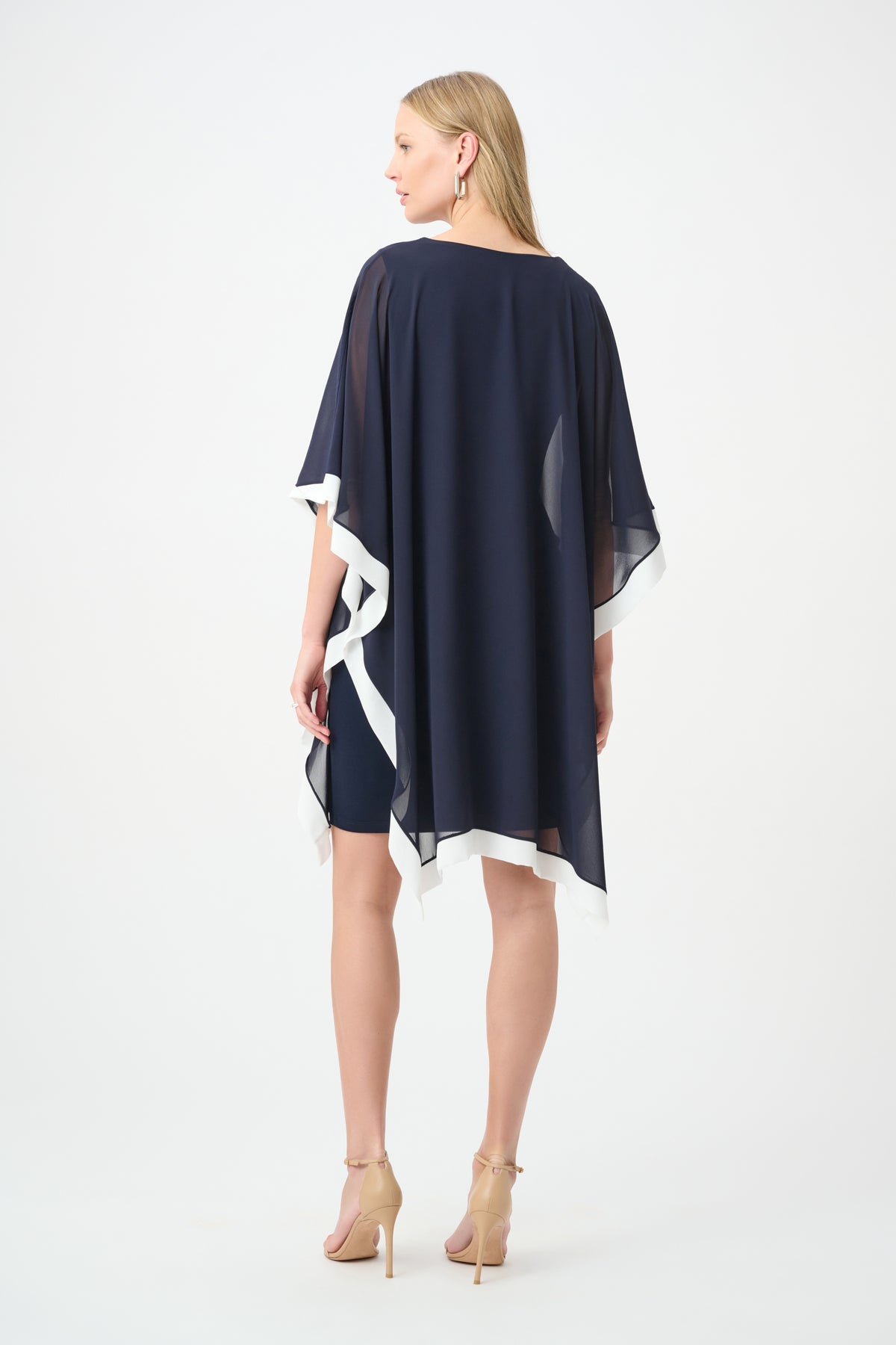 Joseph Ribkoff Midnight Blue/Vanilla Chiffon Overlay Dress